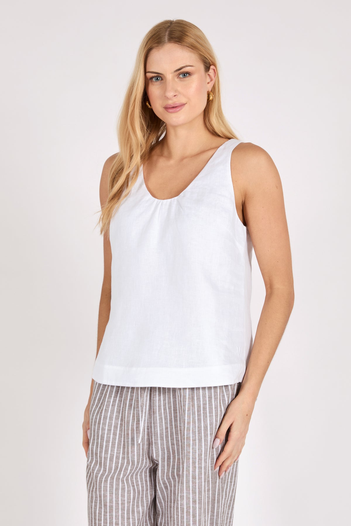 Marlow Riptide Linen Tank - White