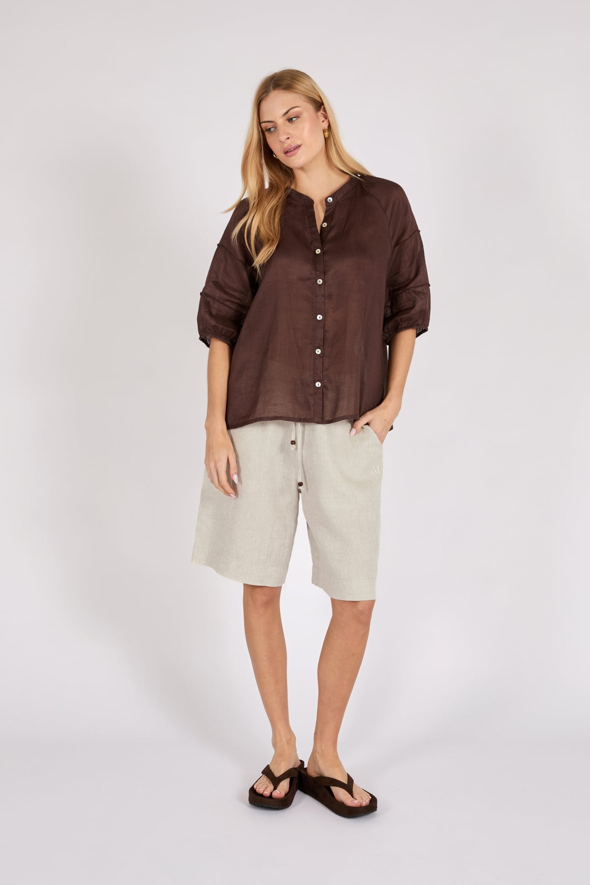 Marlow Riptide Linen Short - Natural