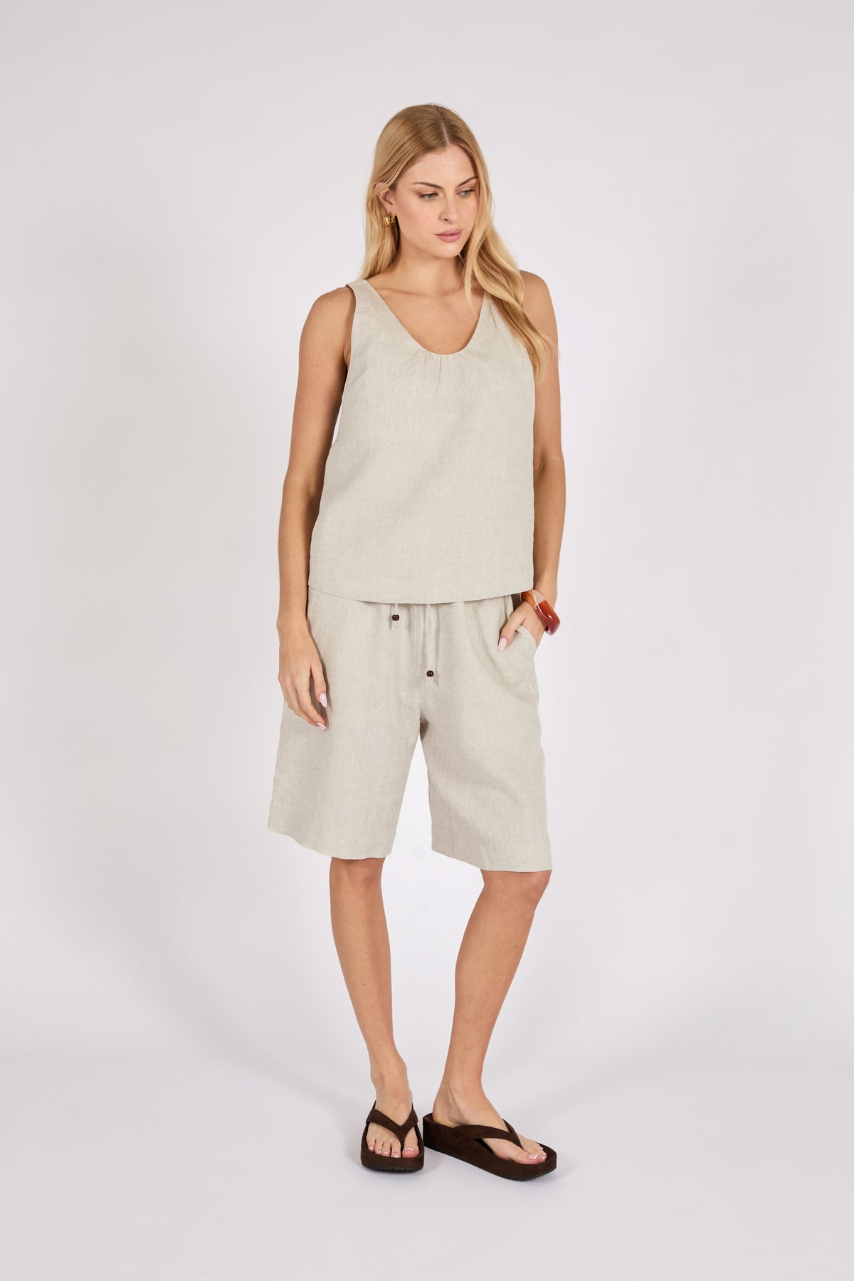 Marlow Riptide Linen Short - Natural