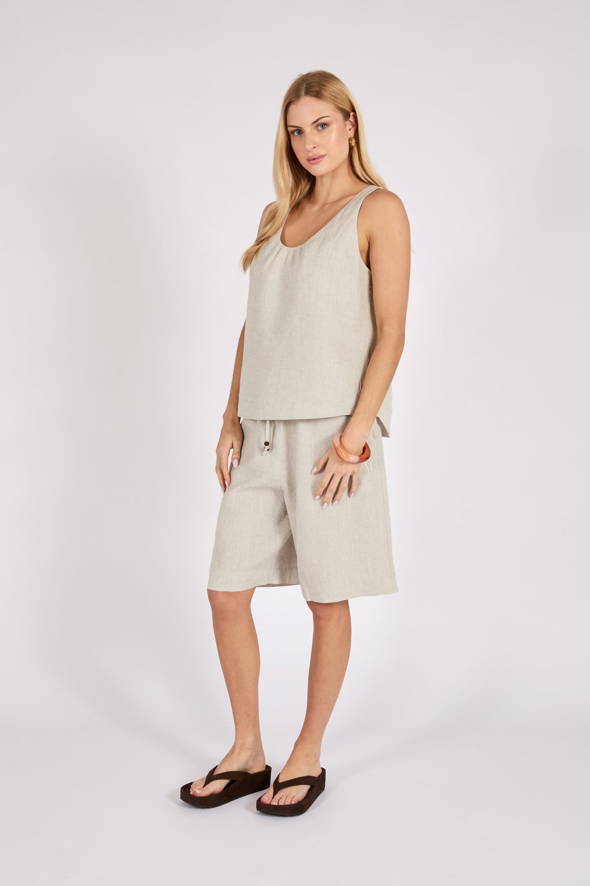 Marlow Riptide Linen Short - Natural