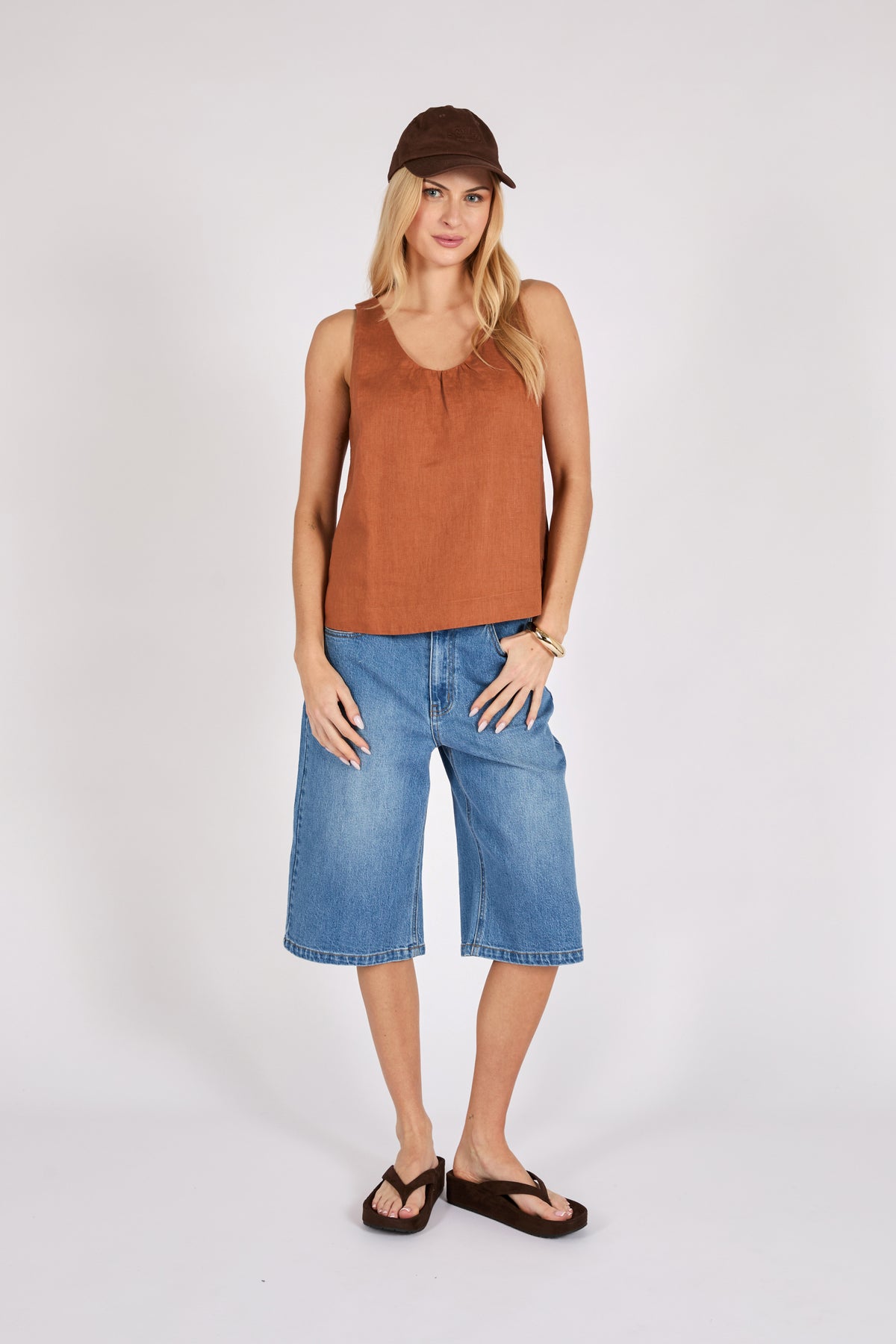 Marlow Riptide Linen Tank - Rust