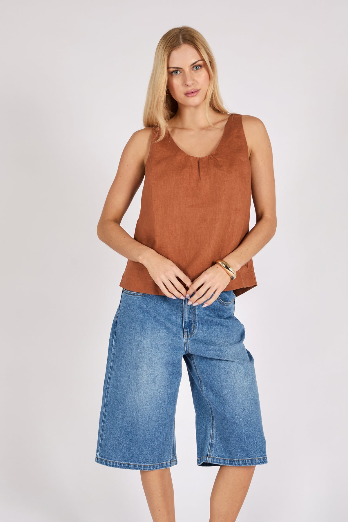 Marlow Riptide Linen Tank - Rust