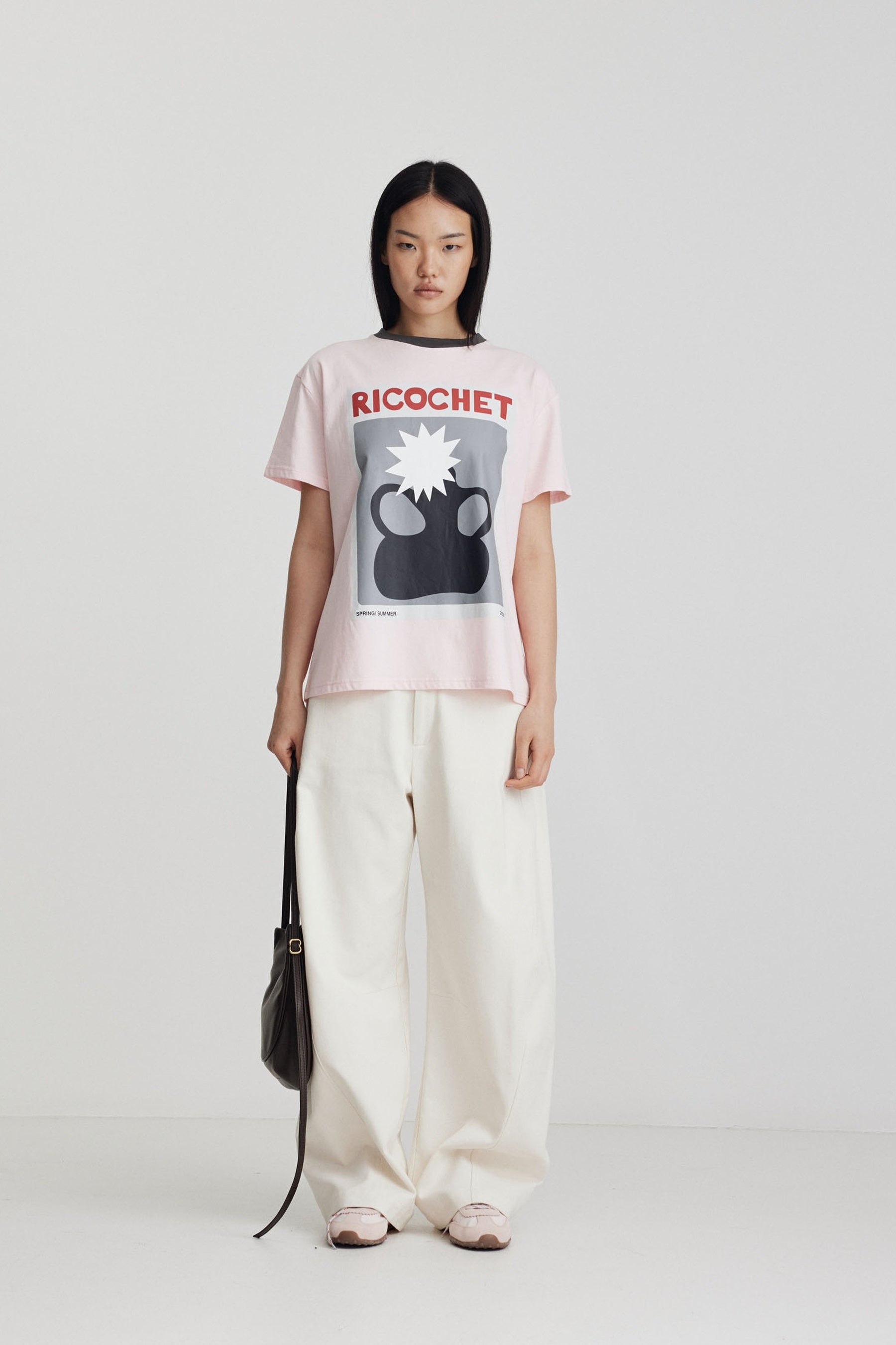 Ricochet Aiden Tee - Soft Pink + Charcoal