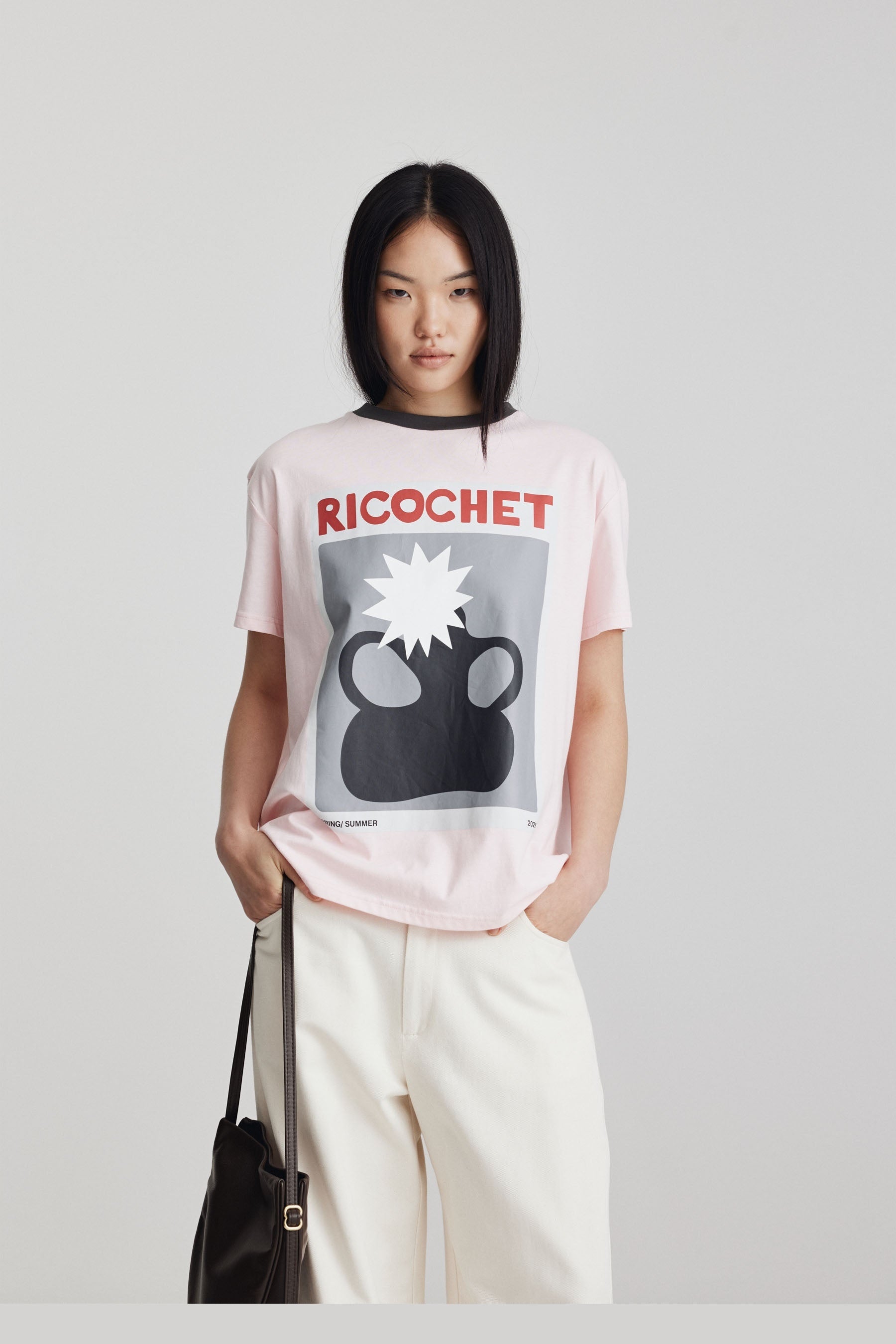 Ricochet Aiden Tee - Soft Pink + Charcoal