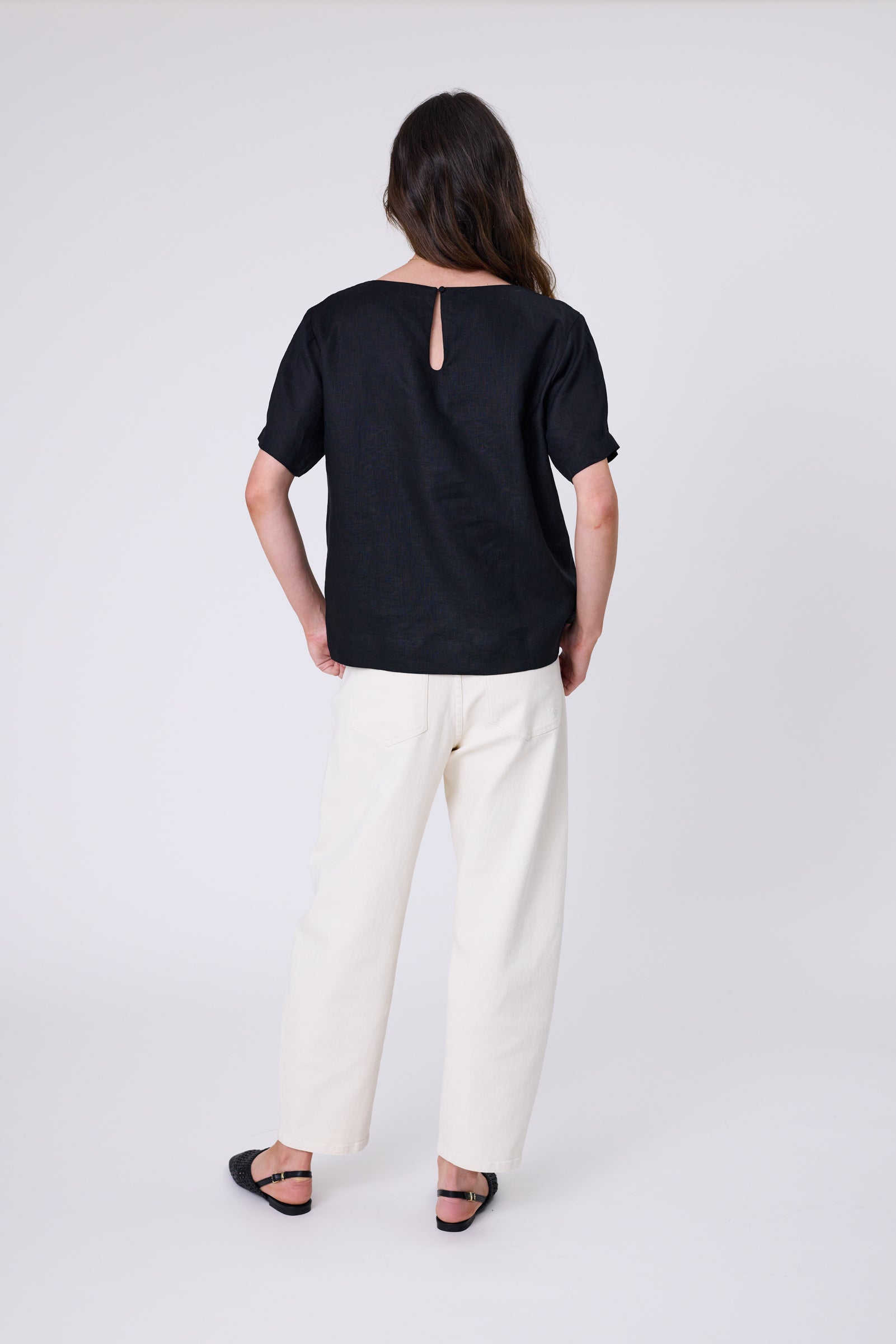 Sable Linen Top - Black