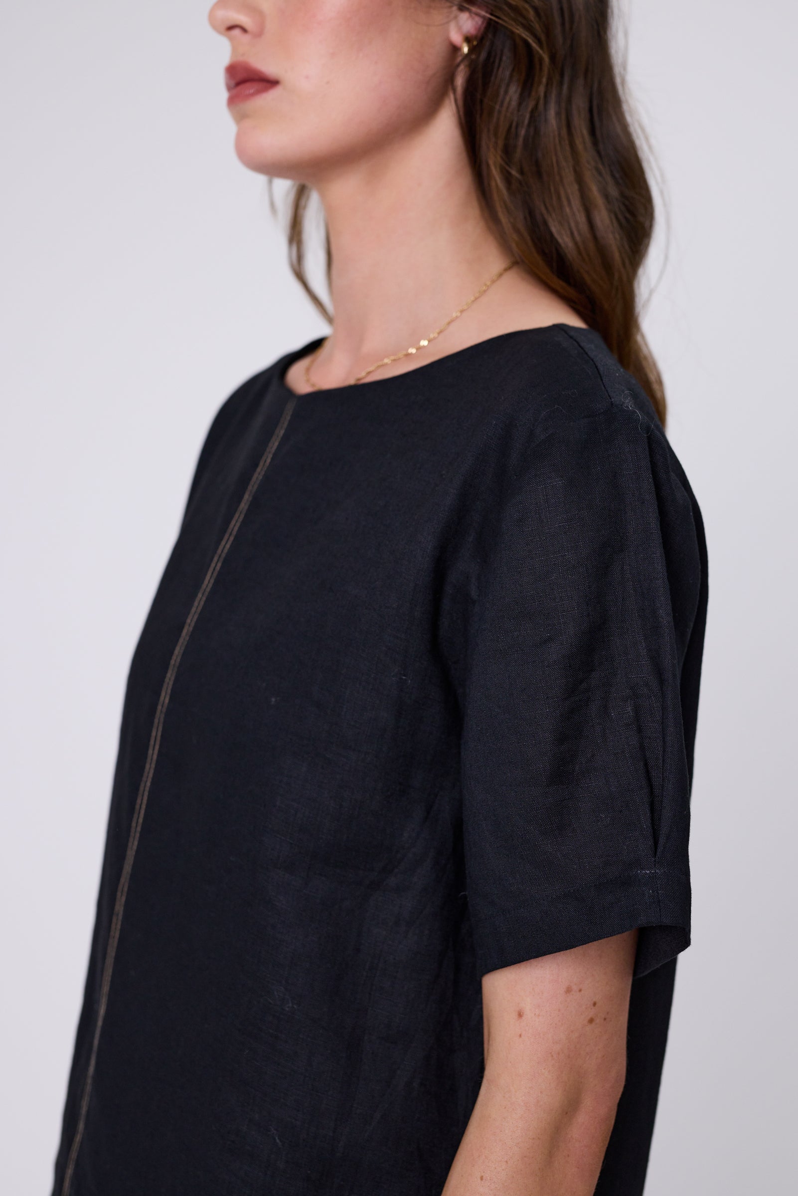 Sable Linen Top - Black