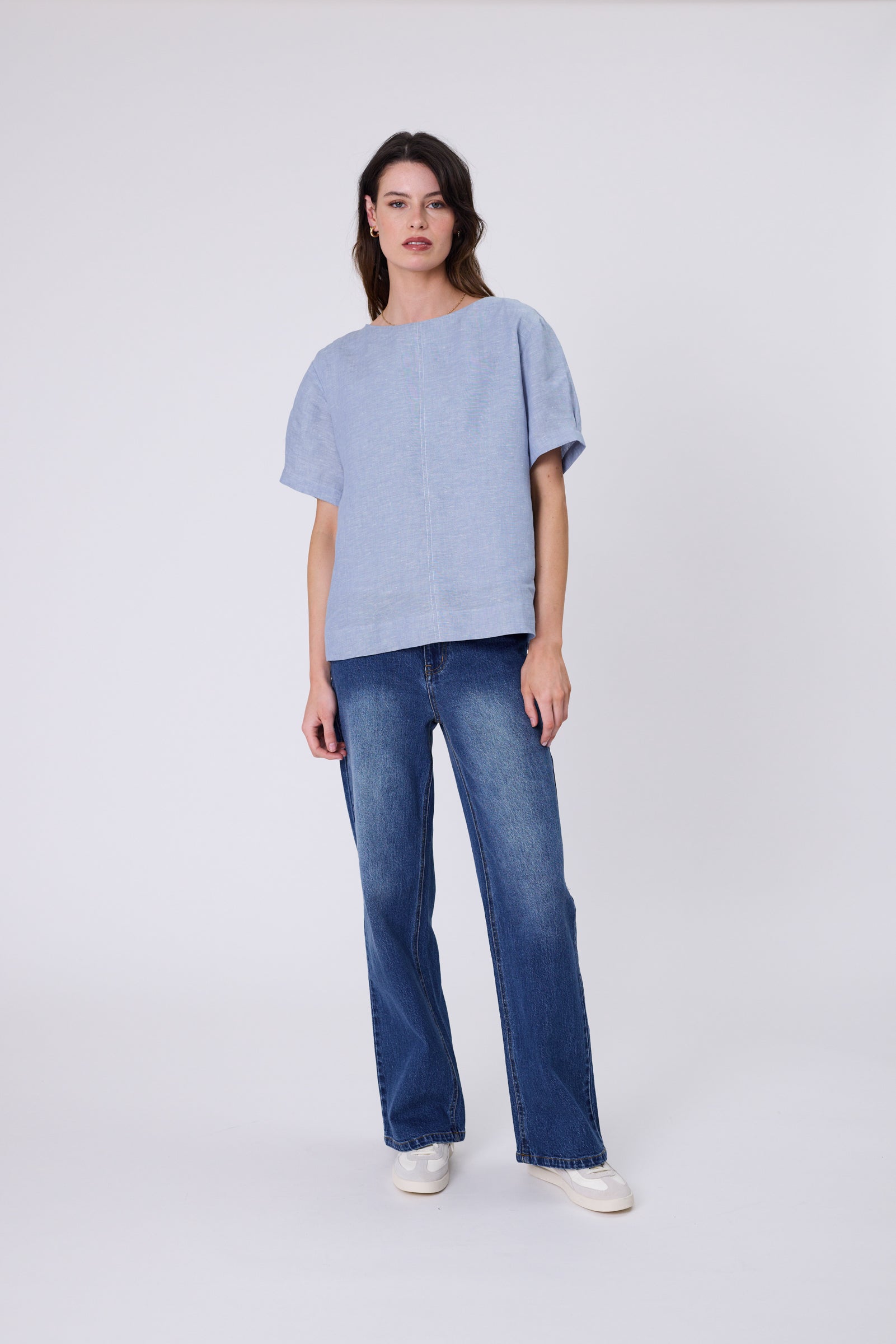 Sable Linen Top - Blue Smoke