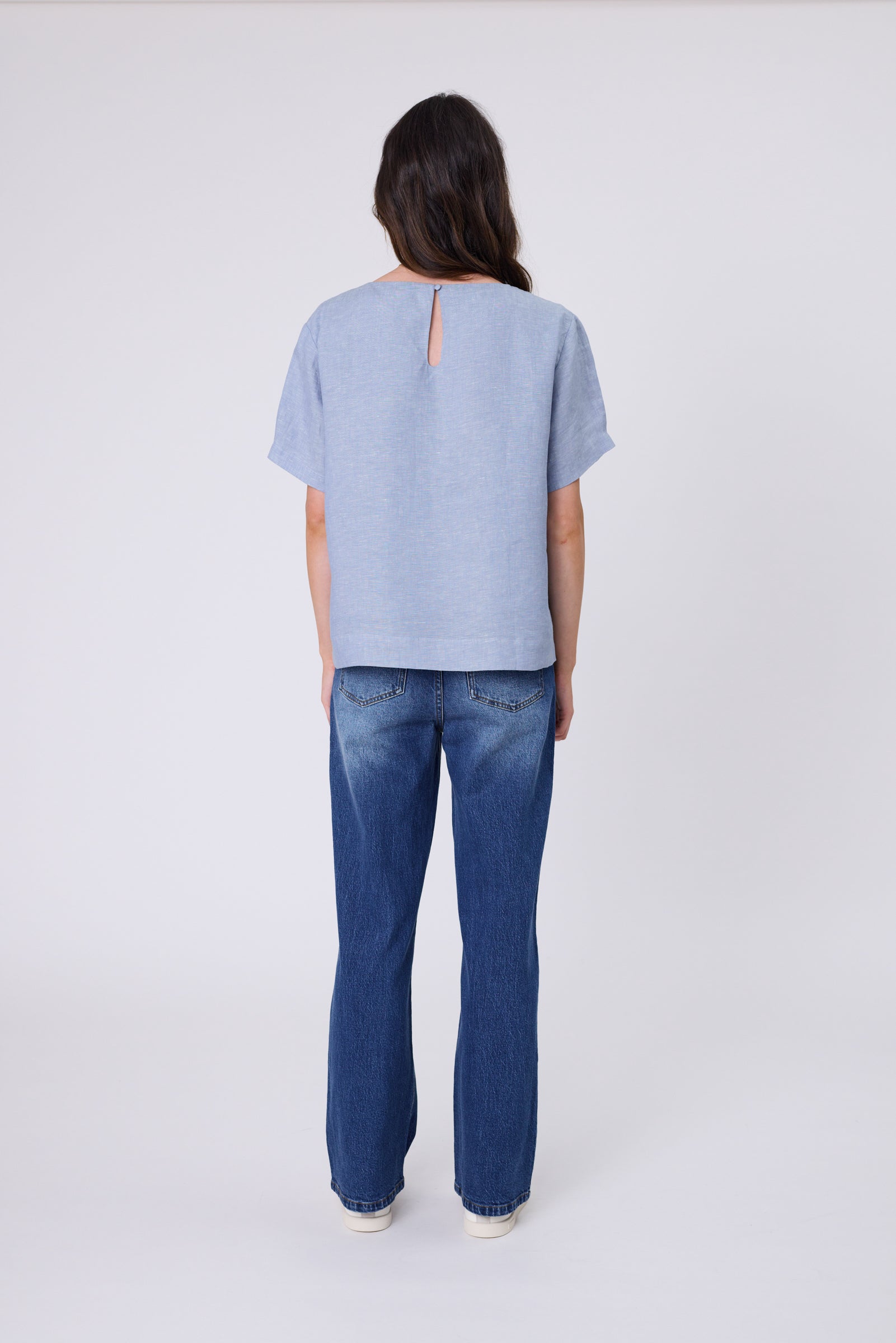 Sable Linen Top - Blue Smoke