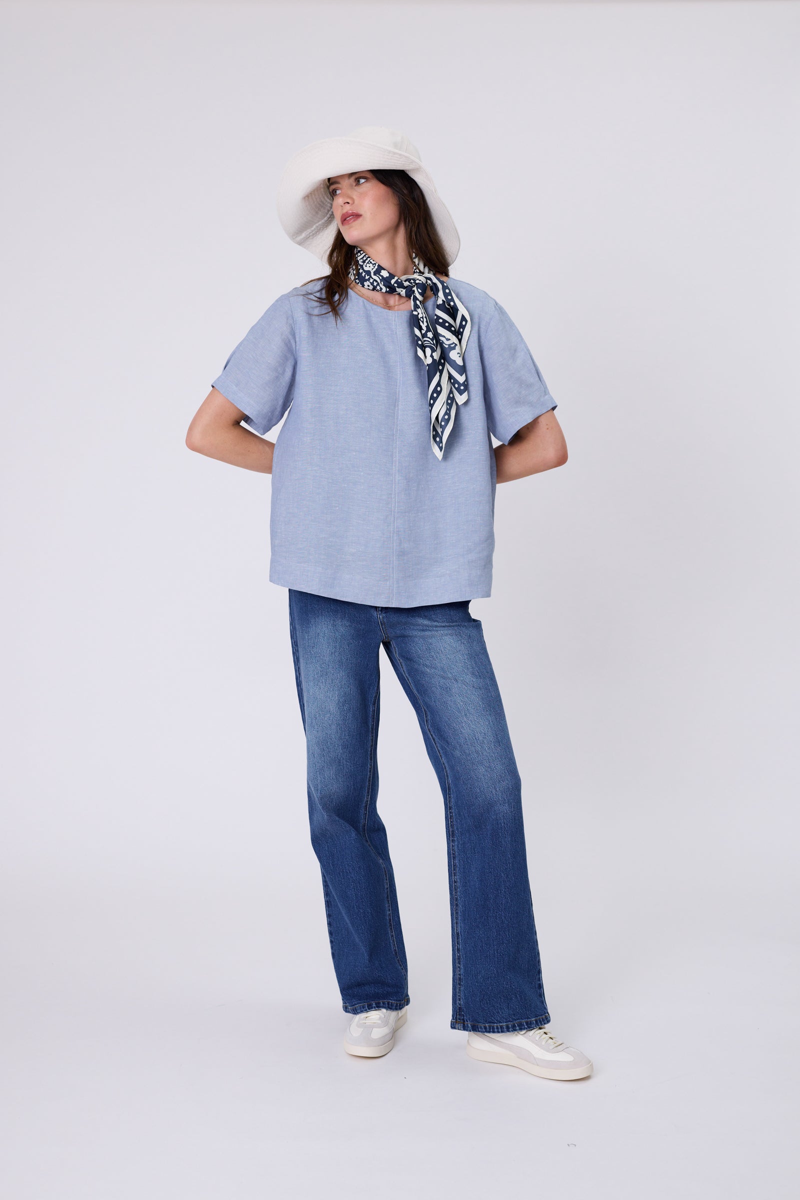 Sable Linen Top - Blue Smoke