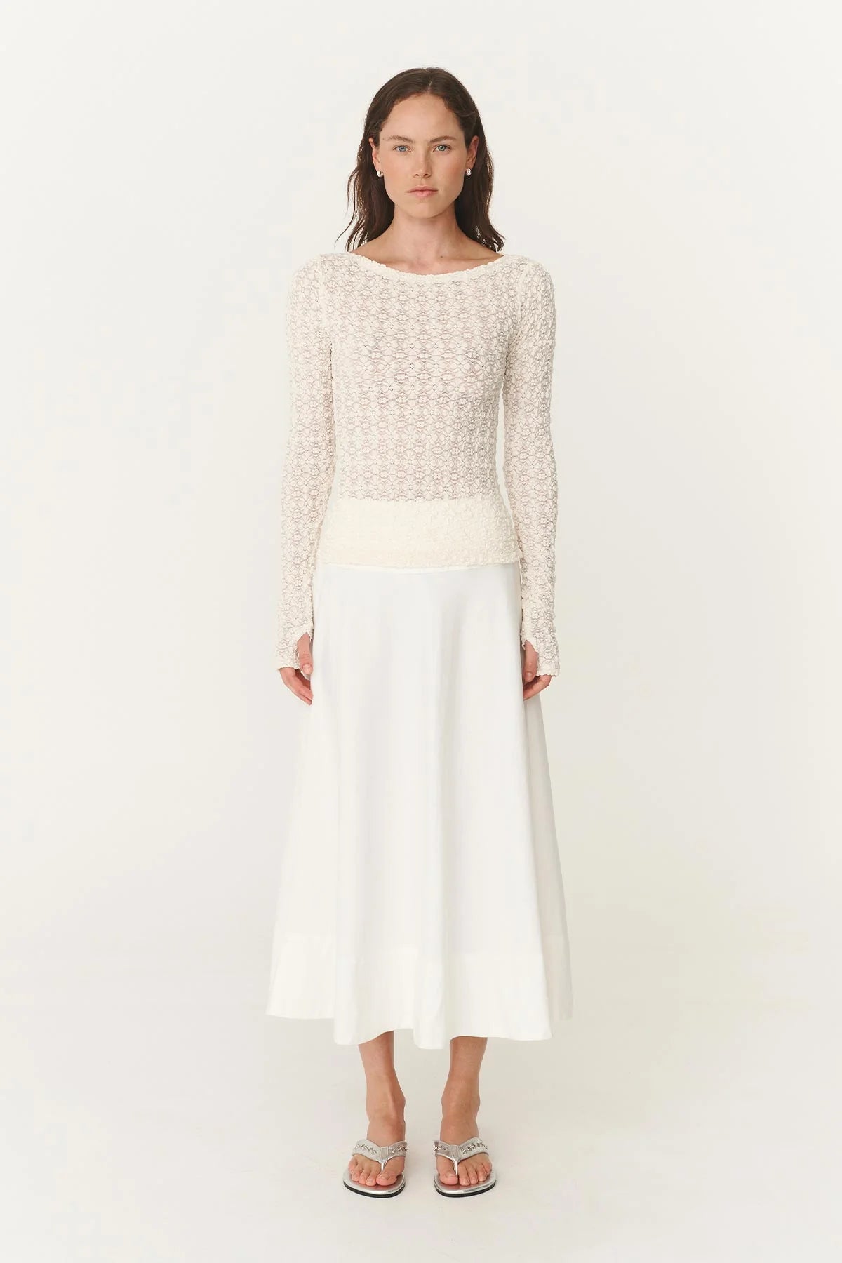 Samantha Clover Lace Top - Creme