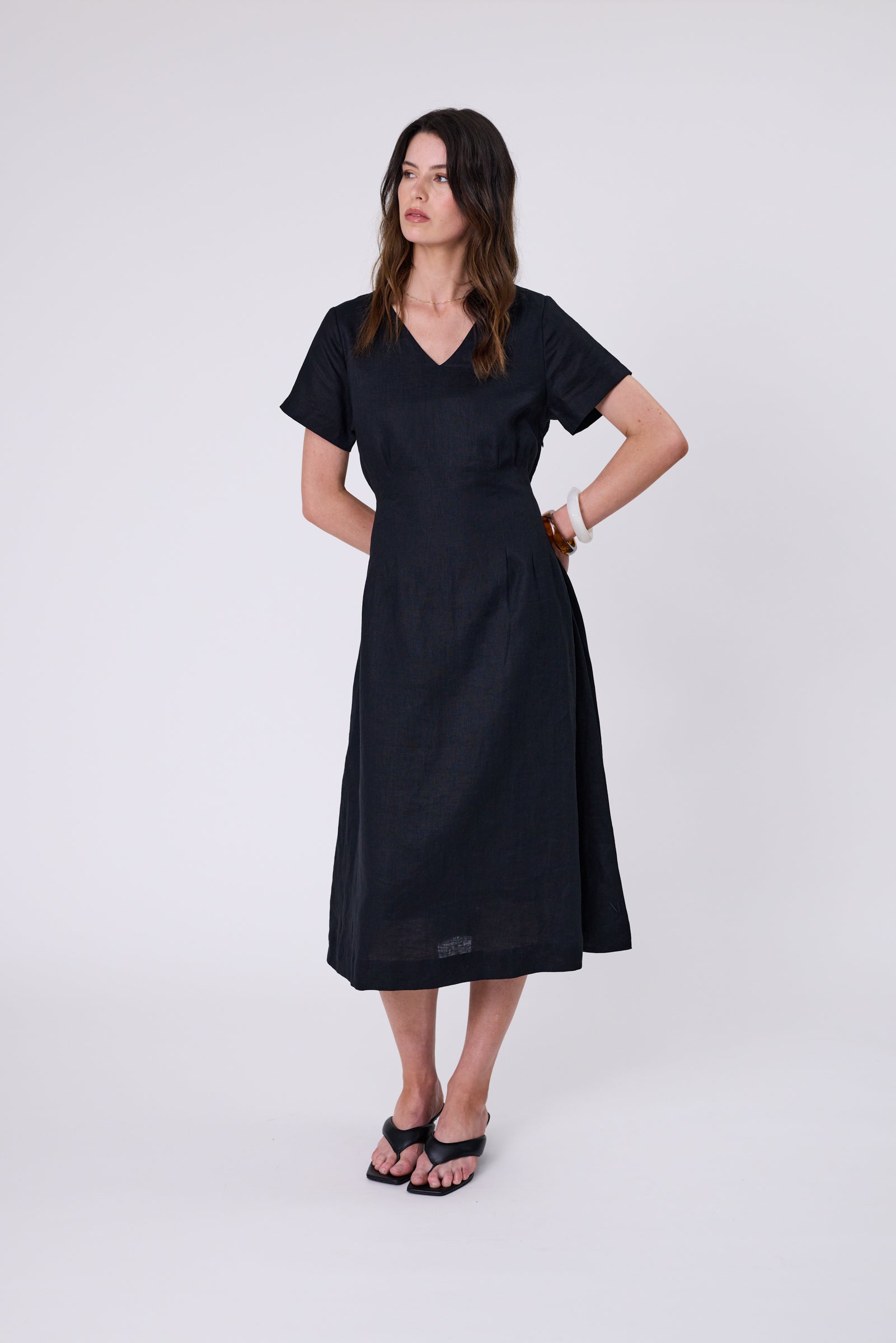 Seville Linen Dress - Black