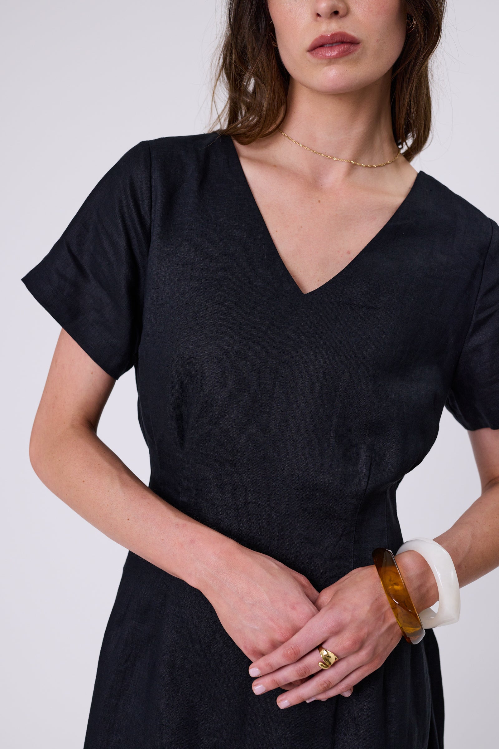 Seville Linen Dress - Black