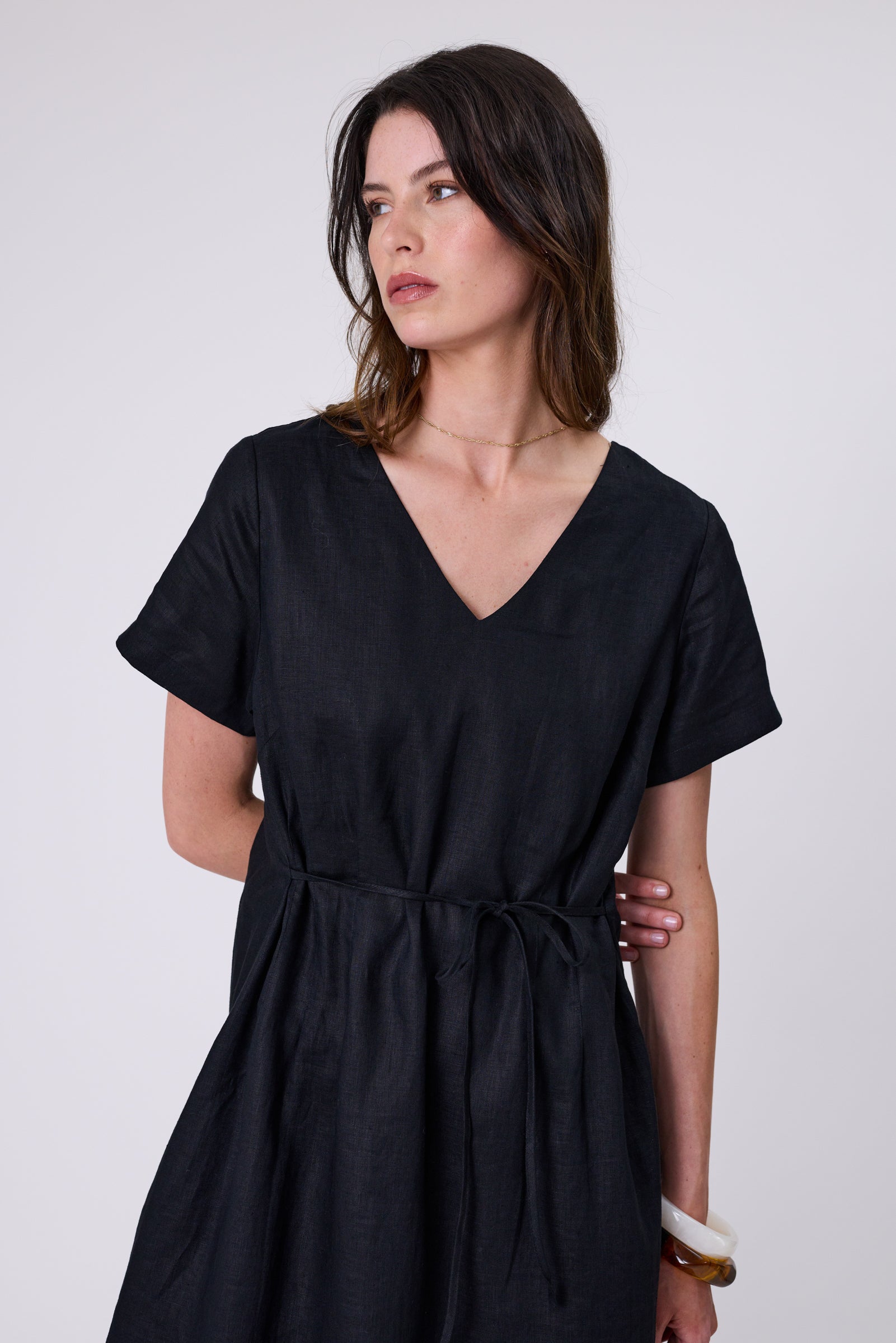 Seville Linen Dress - Black
