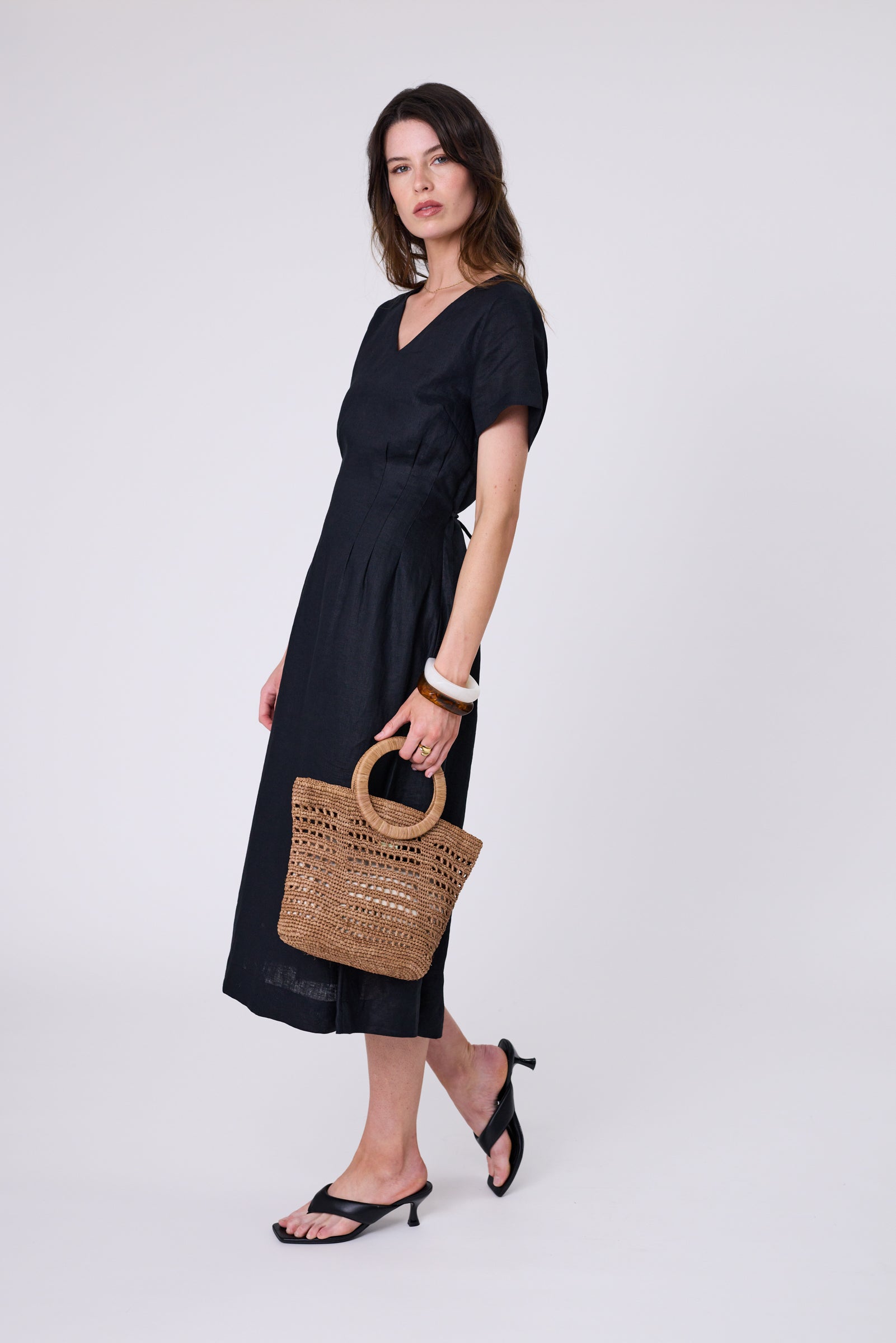Seville Linen Dress - Black