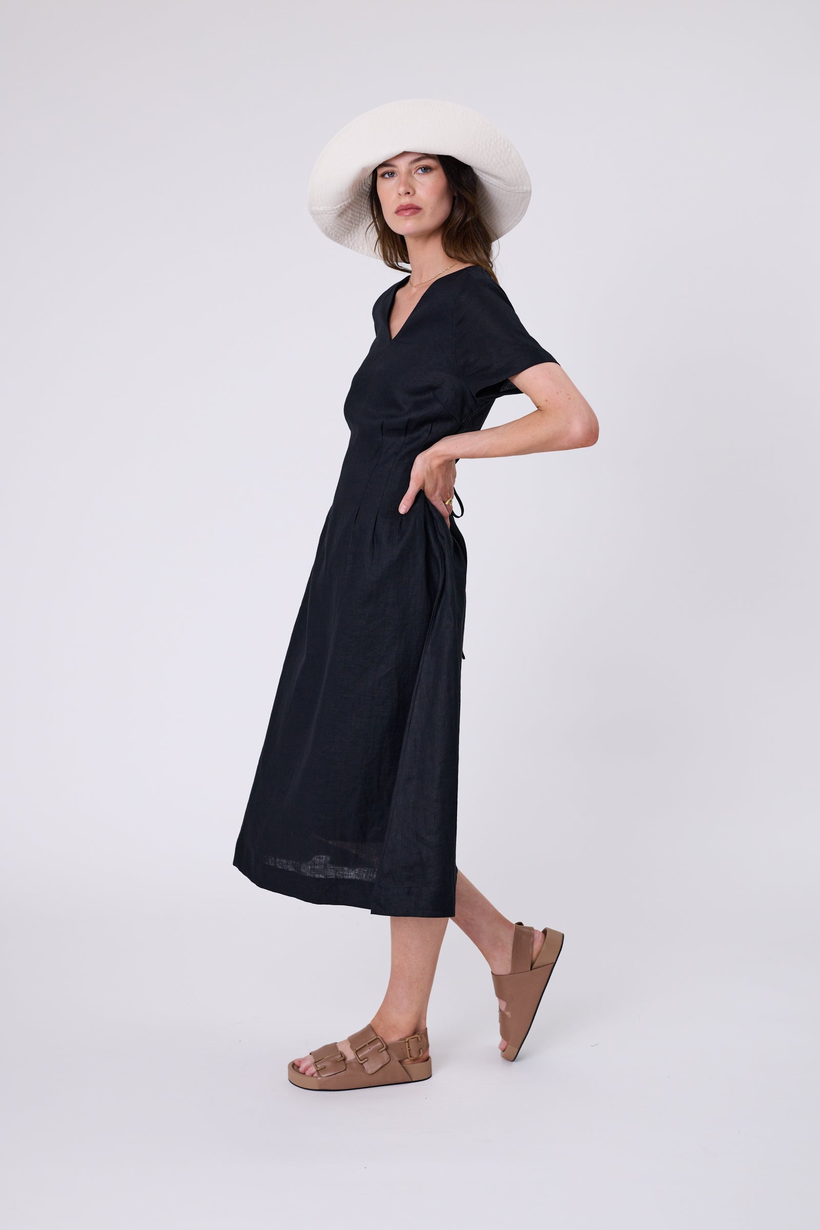 Seville Linen Dress - Black
