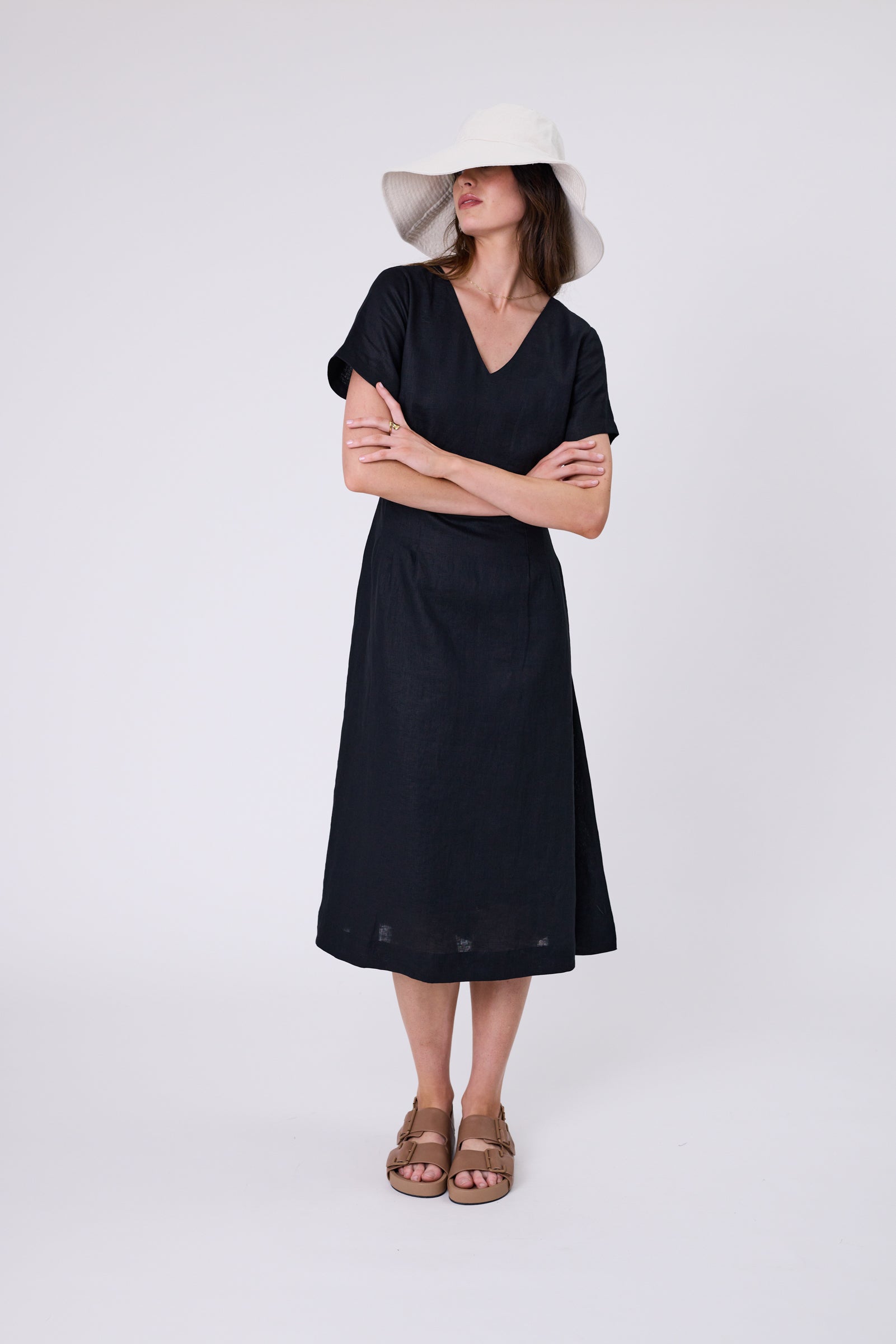 Seville Linen Dress - Black