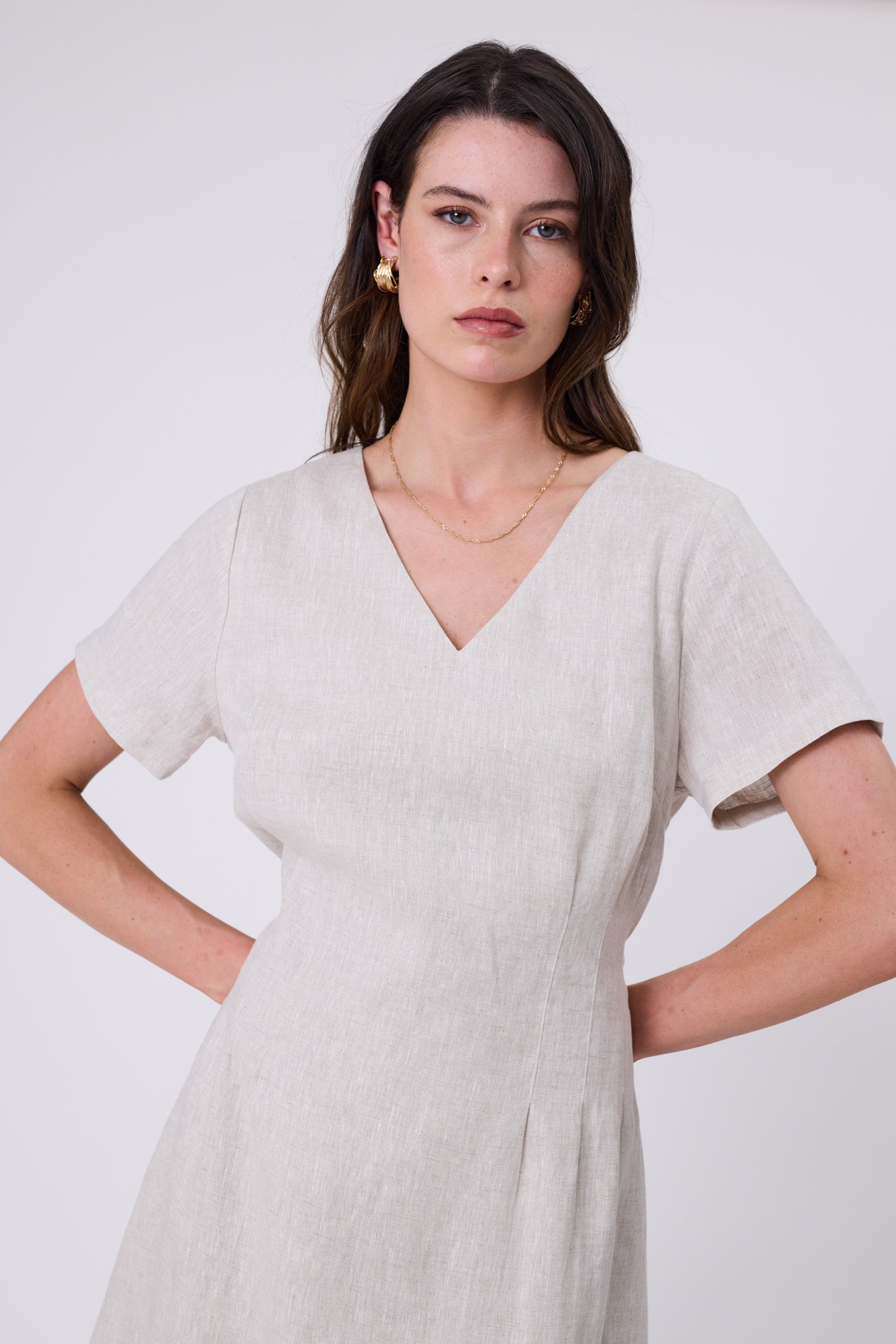 Seville Linen Dress - Natural