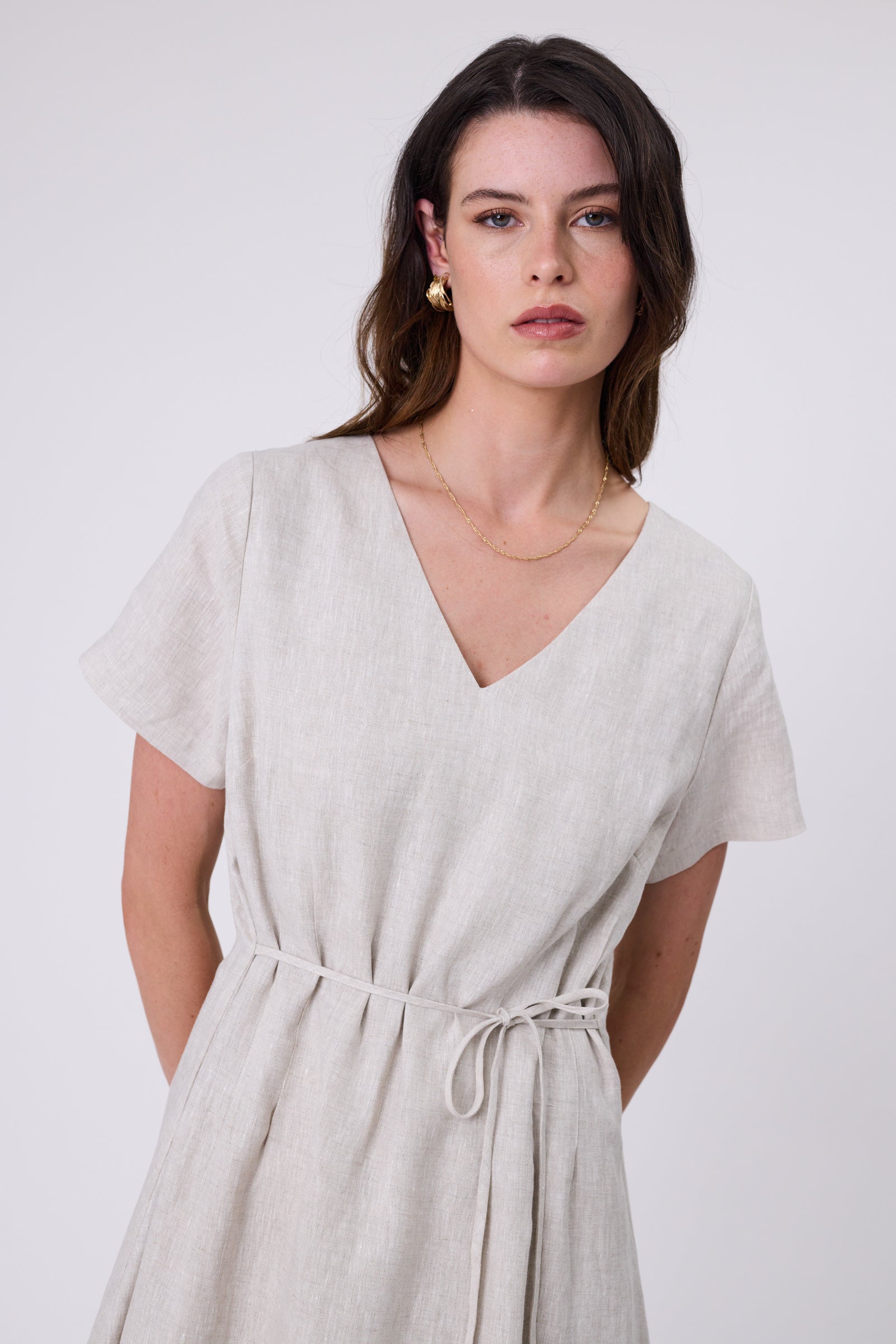 Seville Linen Dress - Natural
