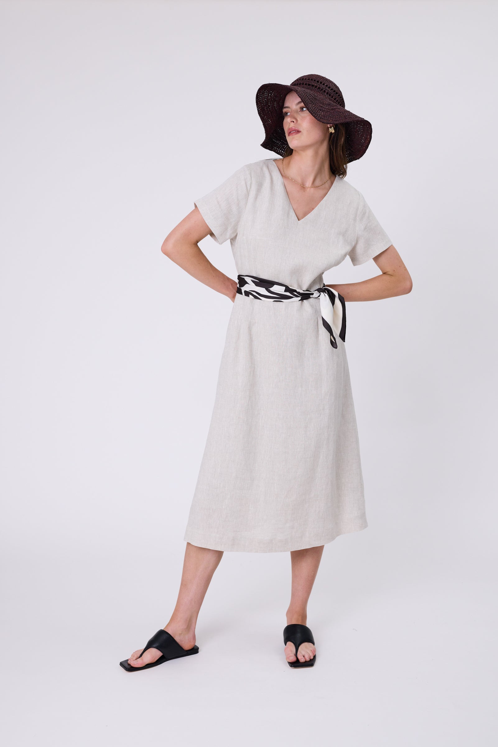 Seville Linen Dress - Natural