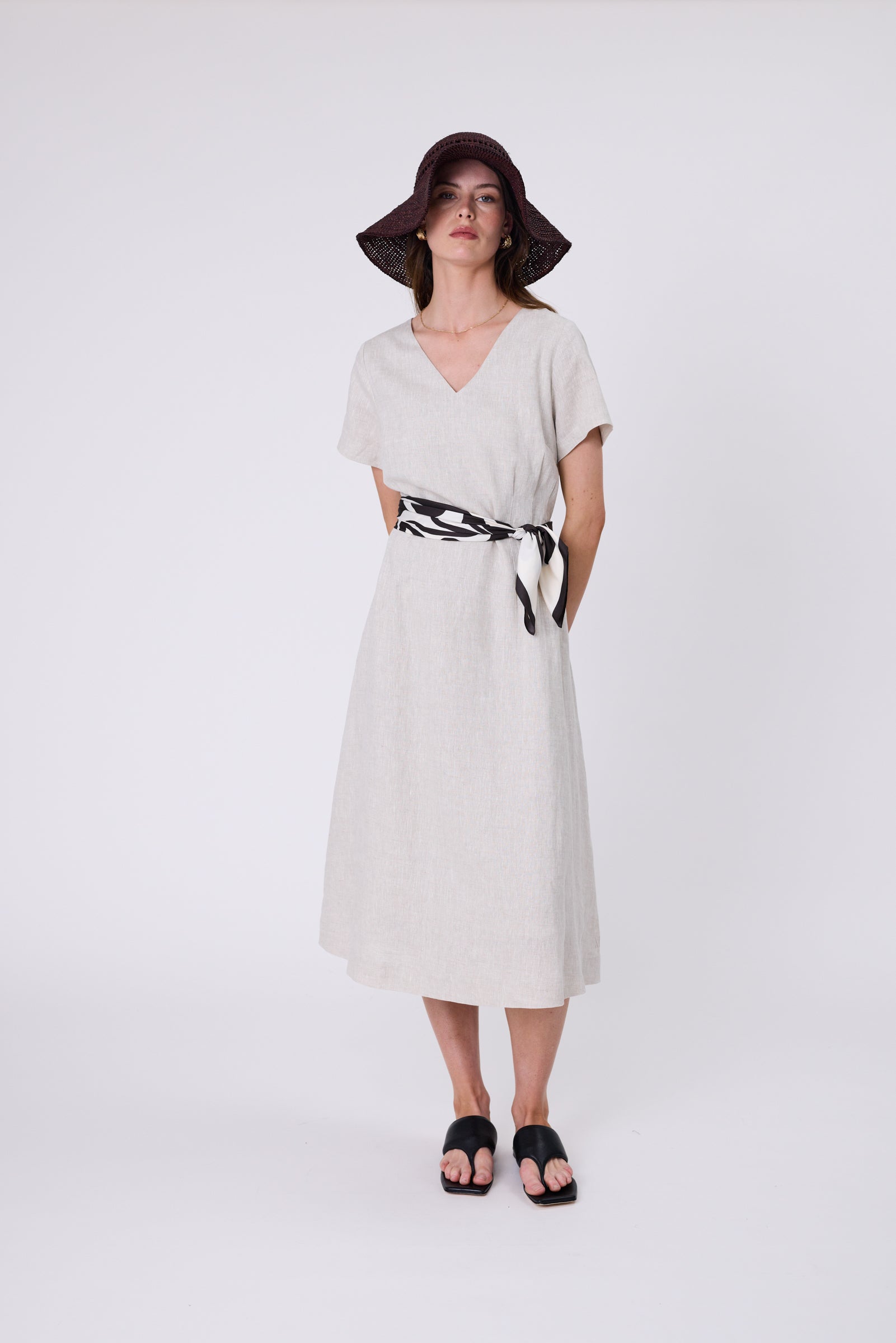 Seville Linen Dress - Natural