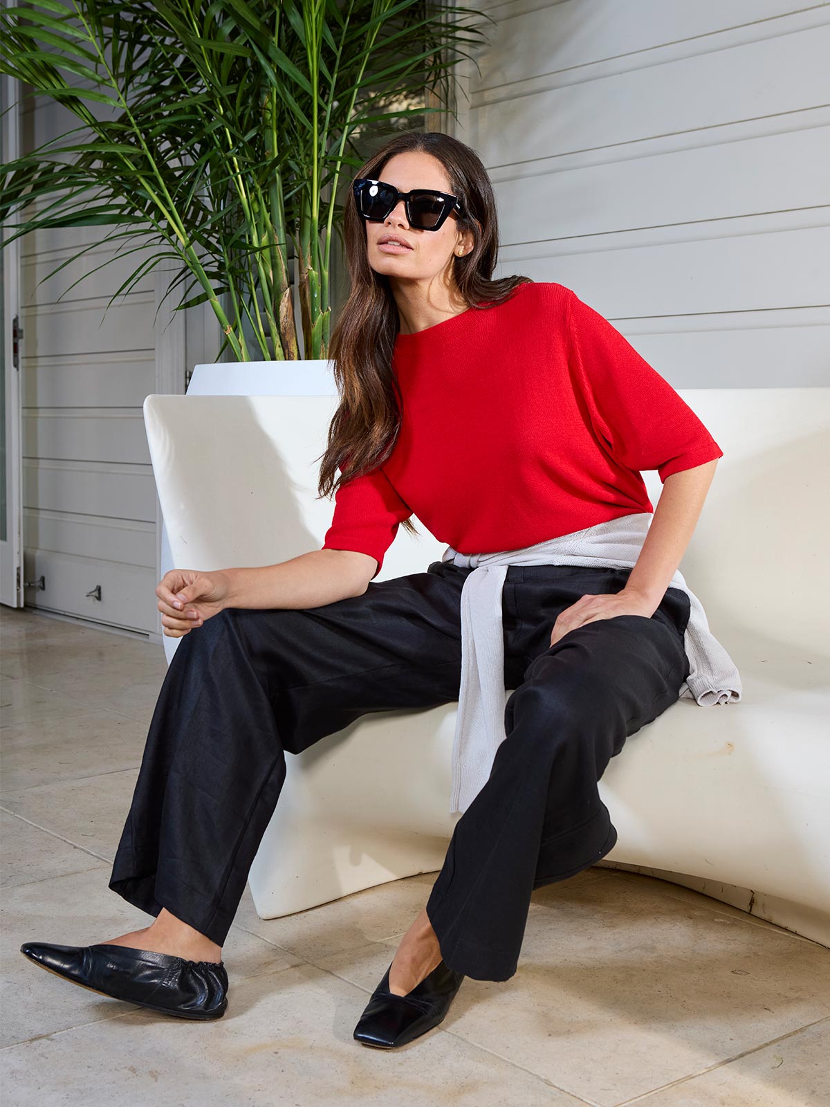 Echo Knit Tee - Scarlet