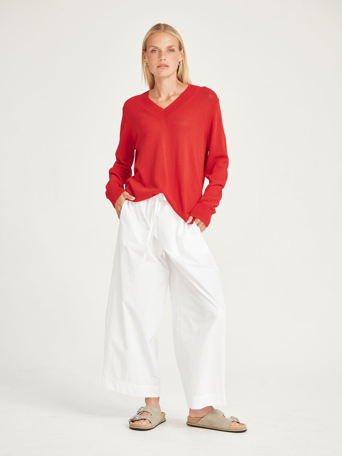 Carnival V Neck Sweater - Scarlet
