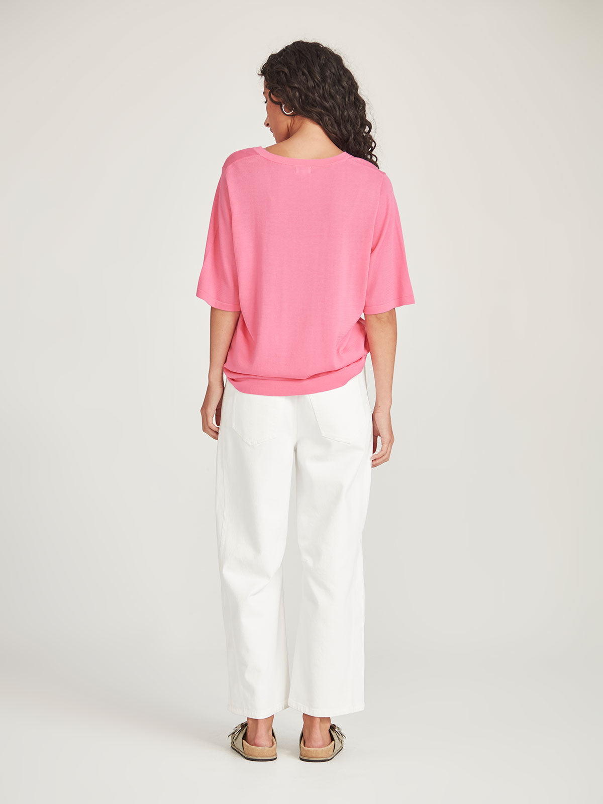 Vera V-Knit Tee - Pink Sherbert