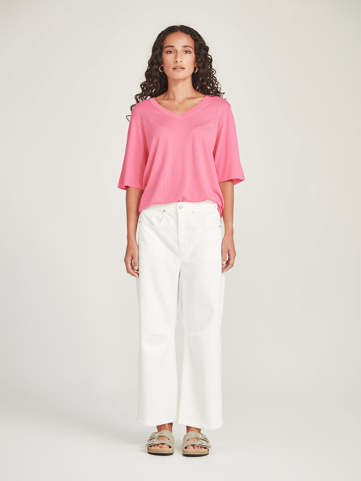 Vera V-Knit Tee - Pink Sherbert