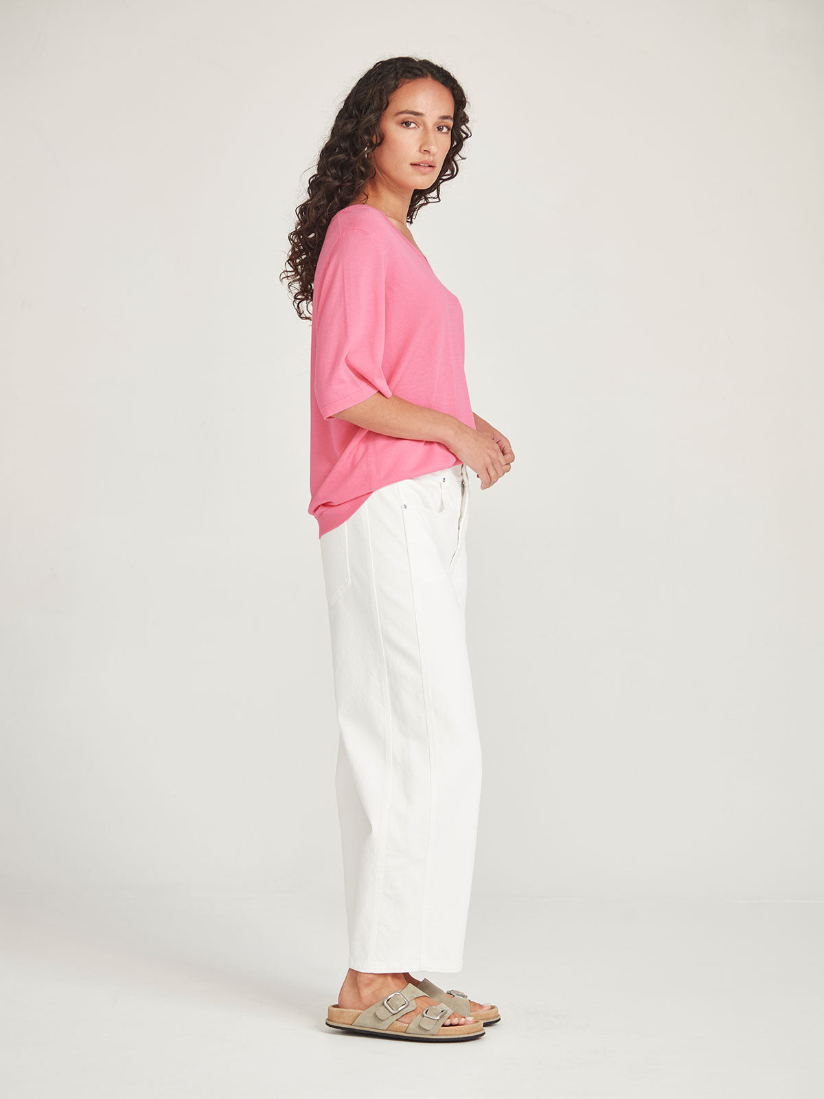 Vera V-Knit Tee - Pink Sherbert