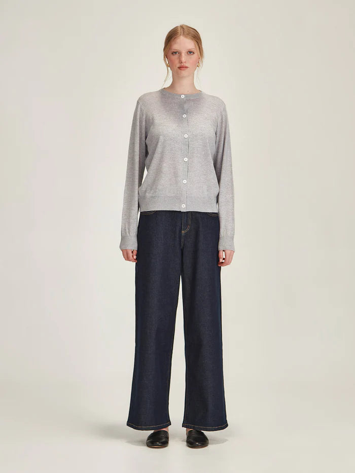 Felicity Merino Cardigan - Grey Marle