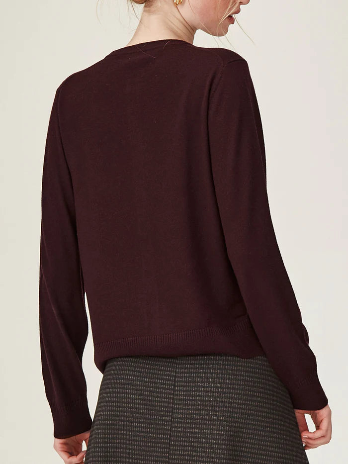 Felicity Merino Cardigan - Plum