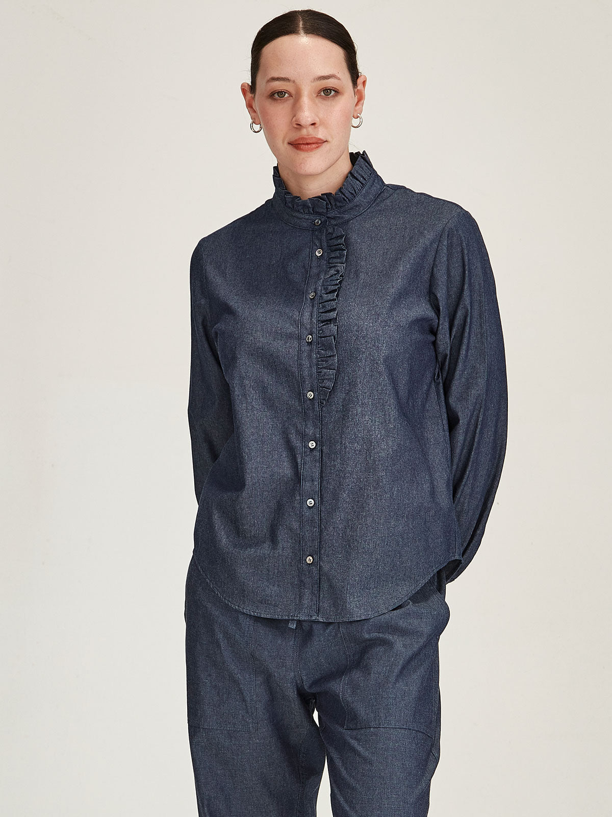 Mira Ruffle Blouse - Dark Indigo