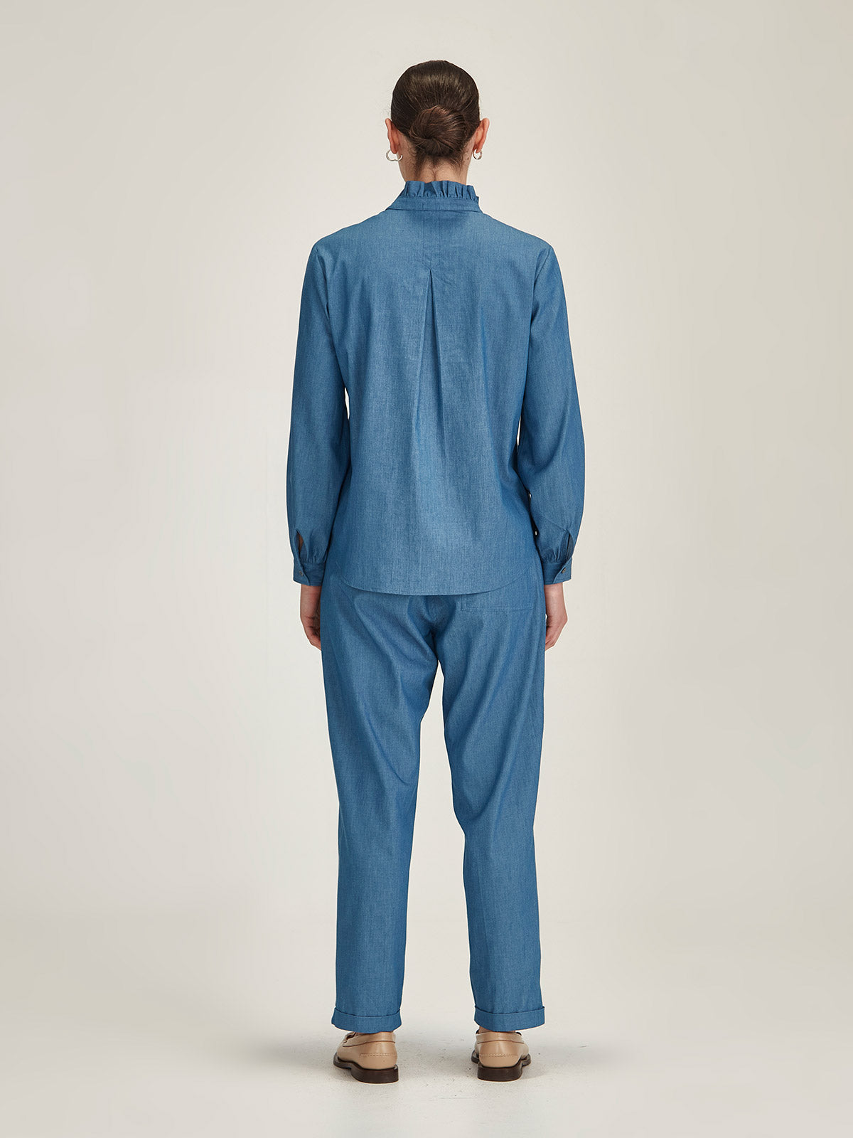 Mira Ruffle Blouse - Light Indigo