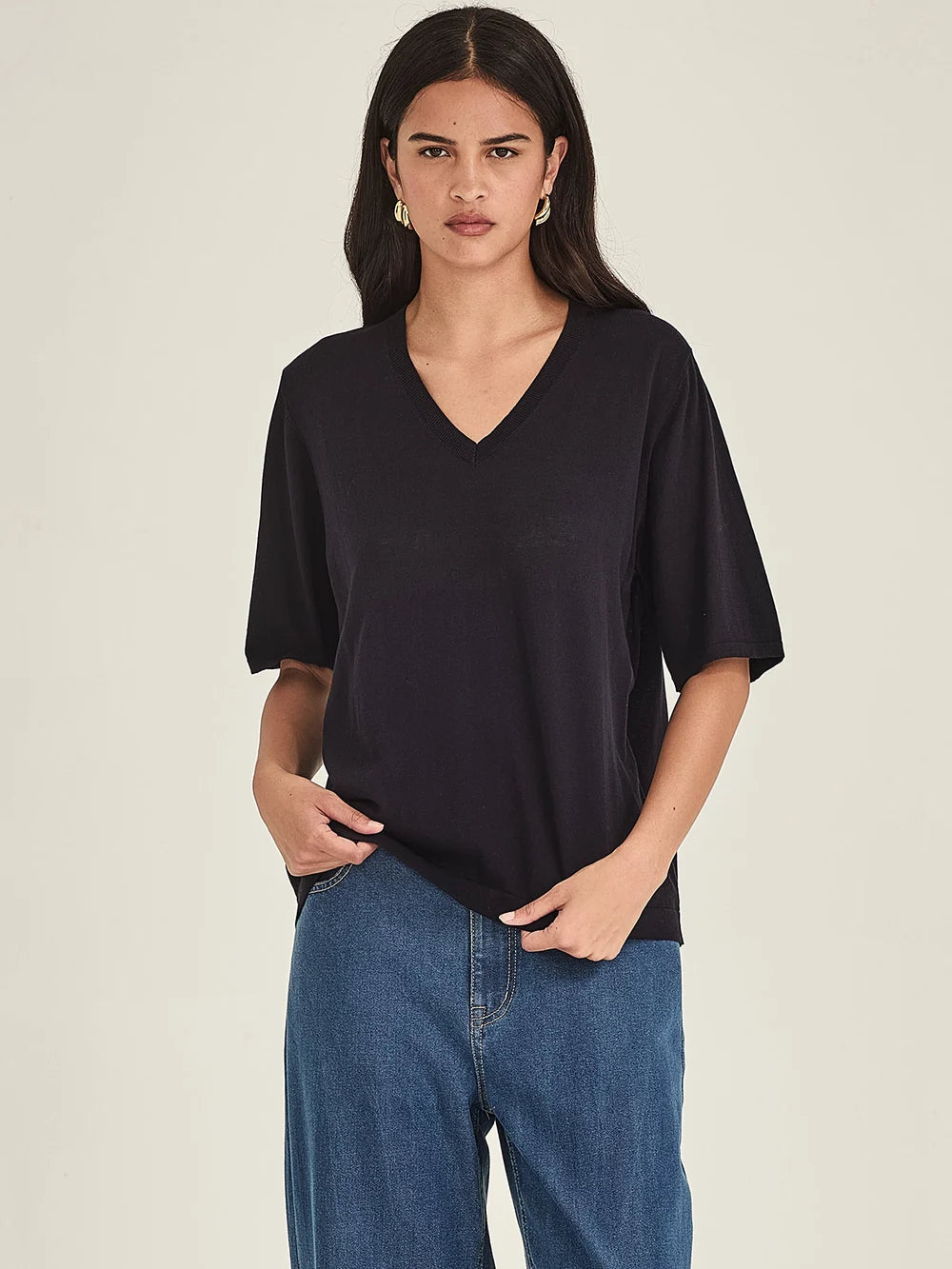 Sills Raye V Knit Tee - French Navy