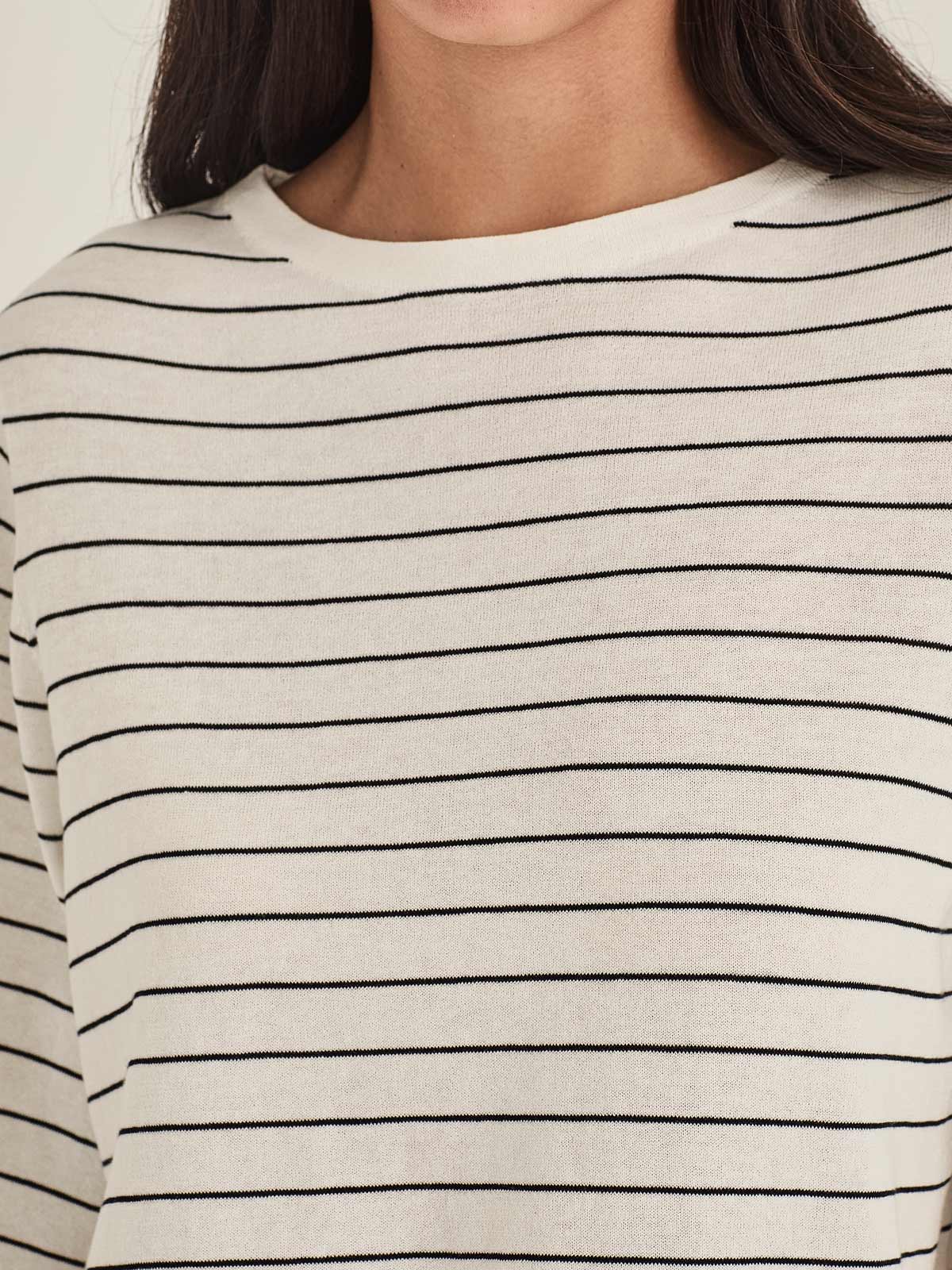 Sills Sumire Striped Boxy Tee - Chalk/Navy Stripe