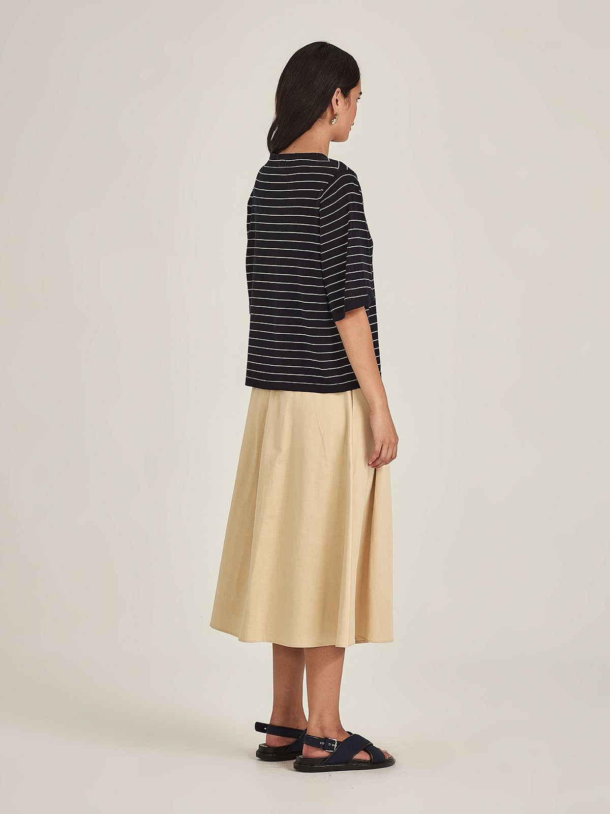 Sills Sumire Striped Boxy Tee - Navy/Chalk Stripe