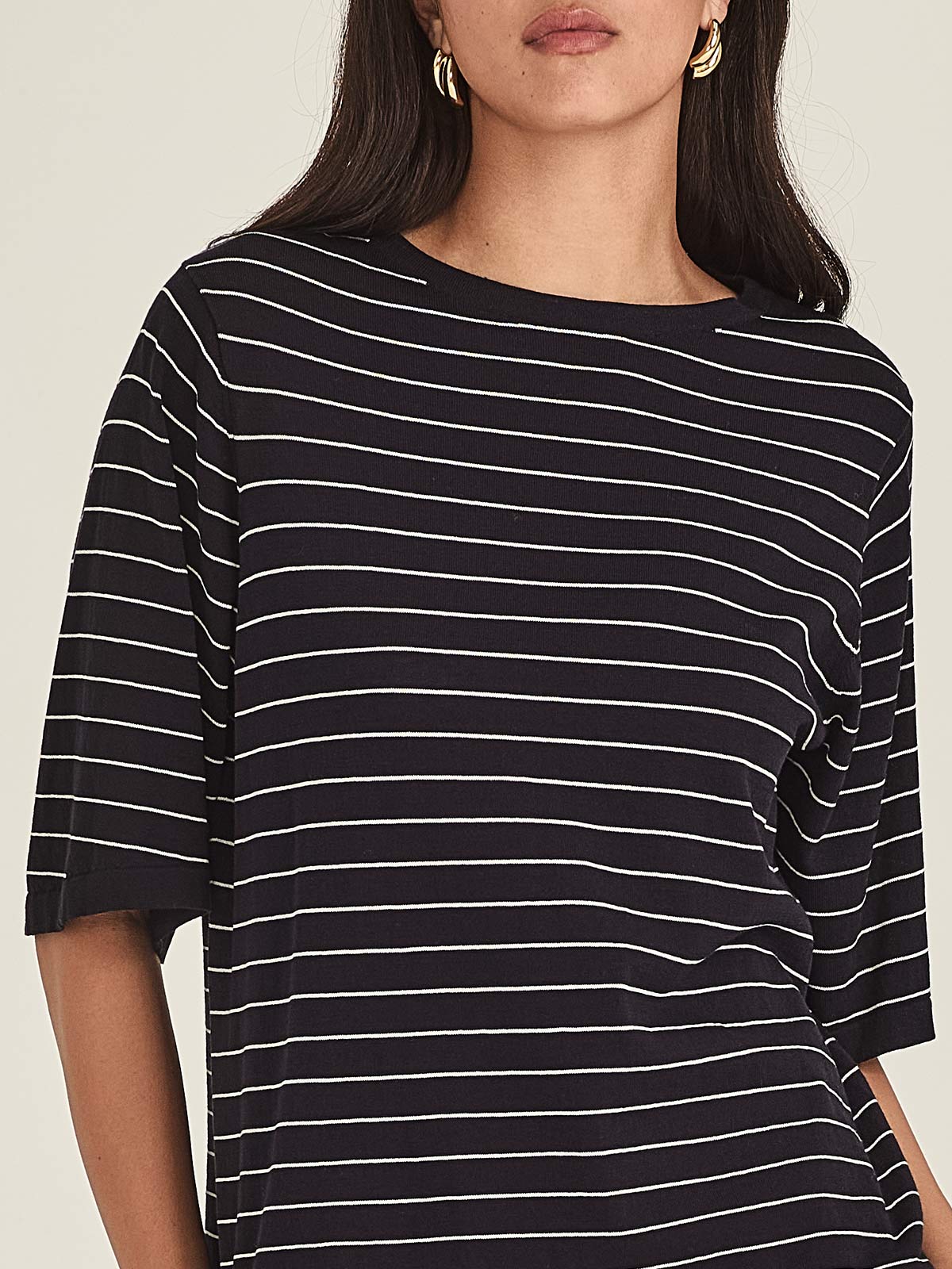 Sills Sumire Striped Boxy Tee - Navy/Chalk Stripe