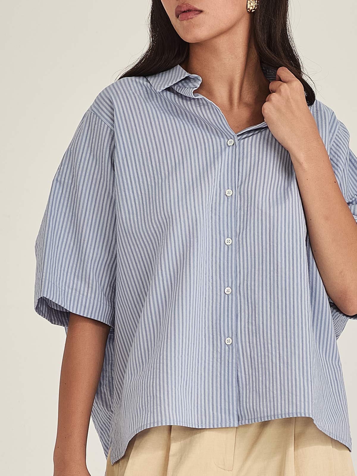 Sills Jenne Cape Blouse - Cornflower Stripe