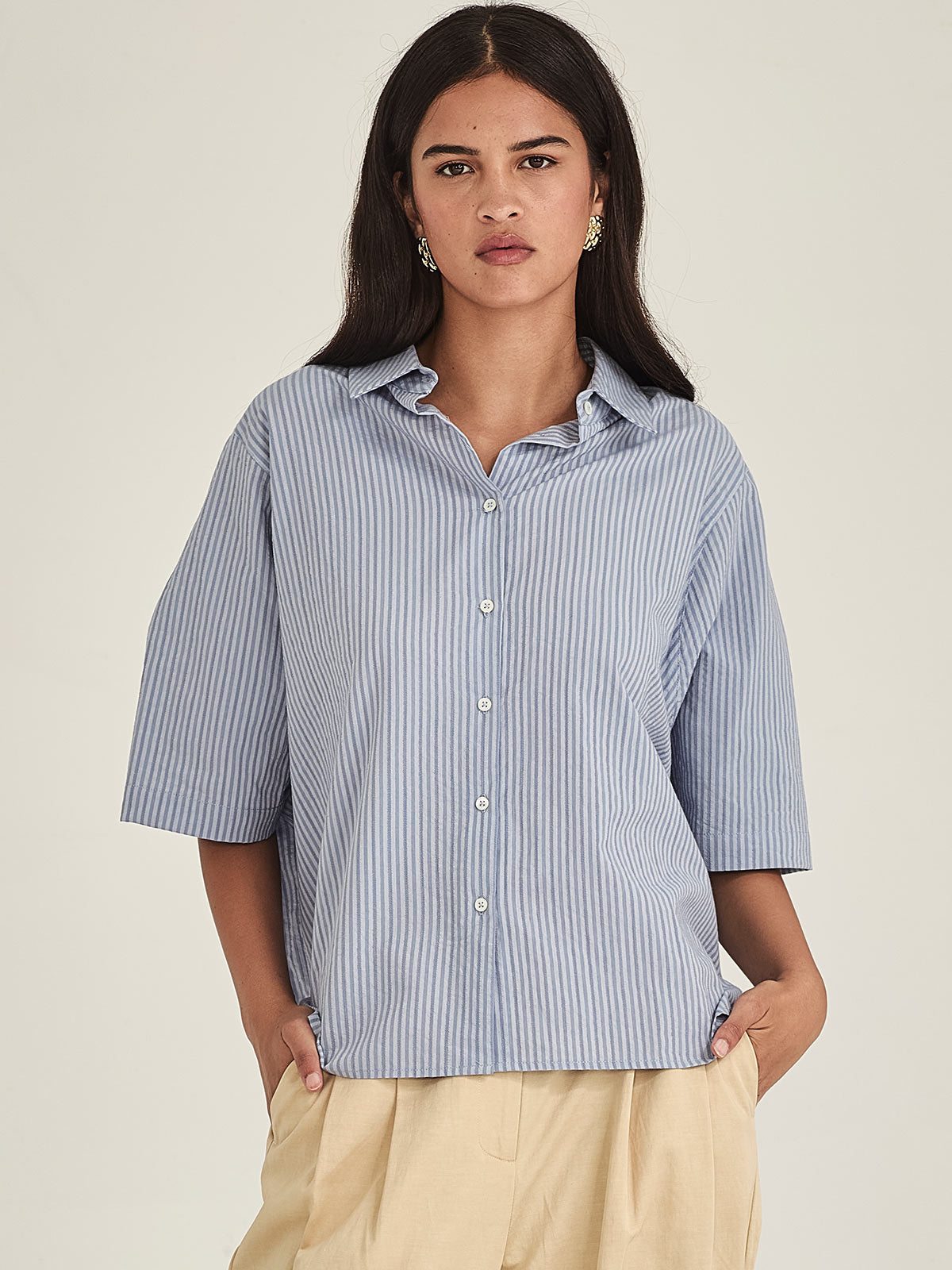 Sills Jenne Cape Blouse - Cornflower Stripe