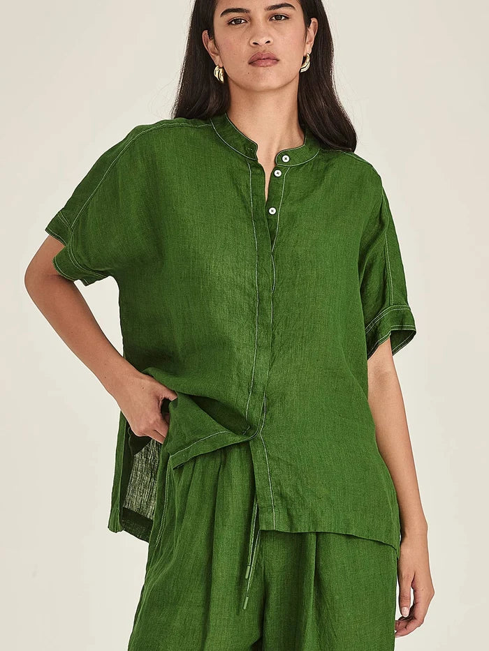 Sills Emma Linen Top - Palm Green
