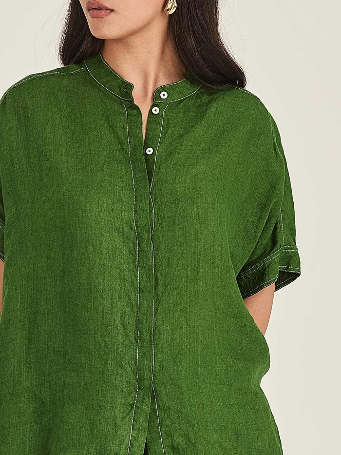 Sills Emma Linen Top - Palm Green