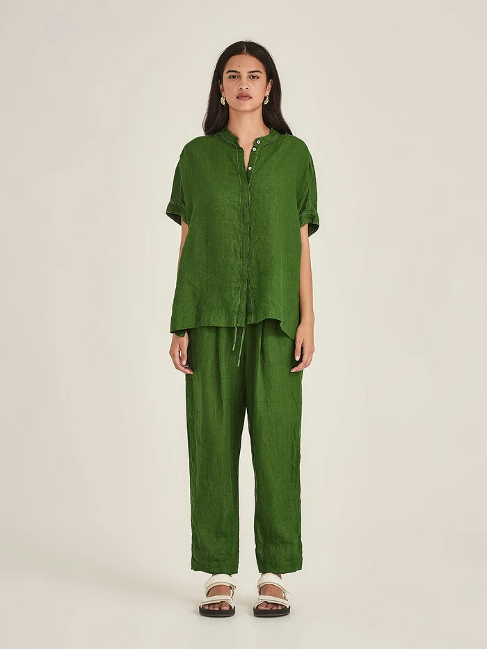 Sills Emma Linen Top - Palm Green