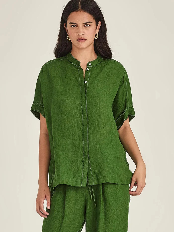 Sills Emma Linen Top - Palm Green