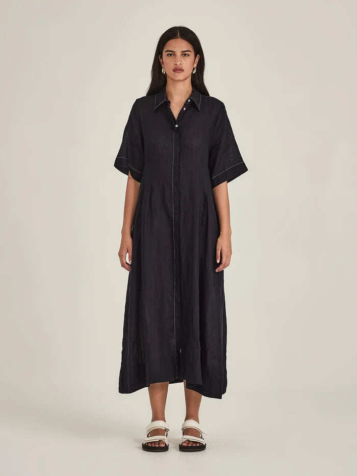 Sills Maddy Linen Dress - French Navy