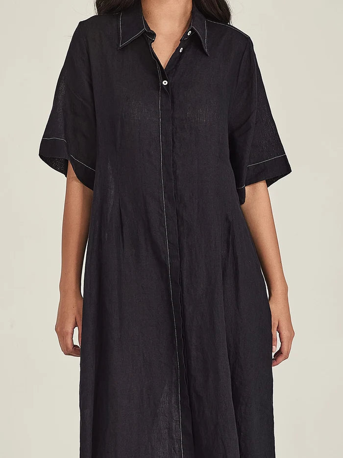 Sills Maddy Linen Dress - French Navy