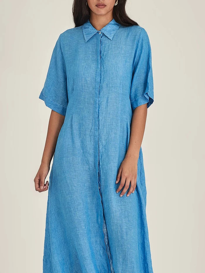 Sills Maddy Linen Dress - Lagoon Blue