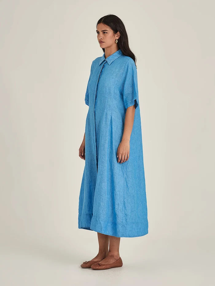 Sills Maddy Linen Dress - Lagoon Blue