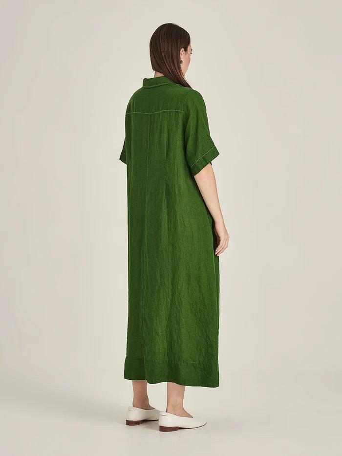Sills Maddy Linen Dress - Palm Green