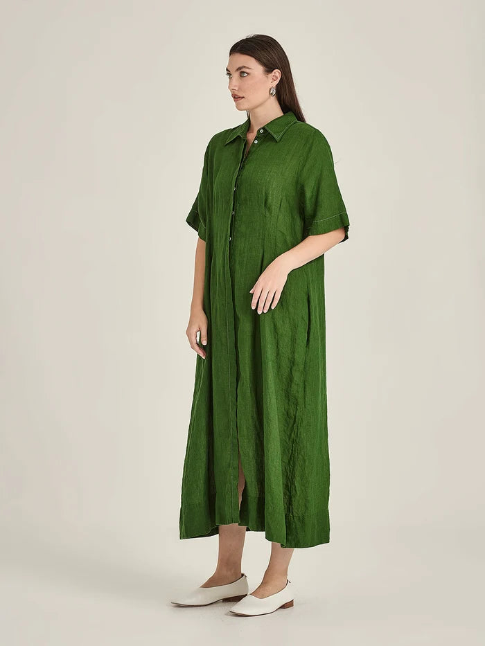 Sills Maddy Linen Dress - Palm Green