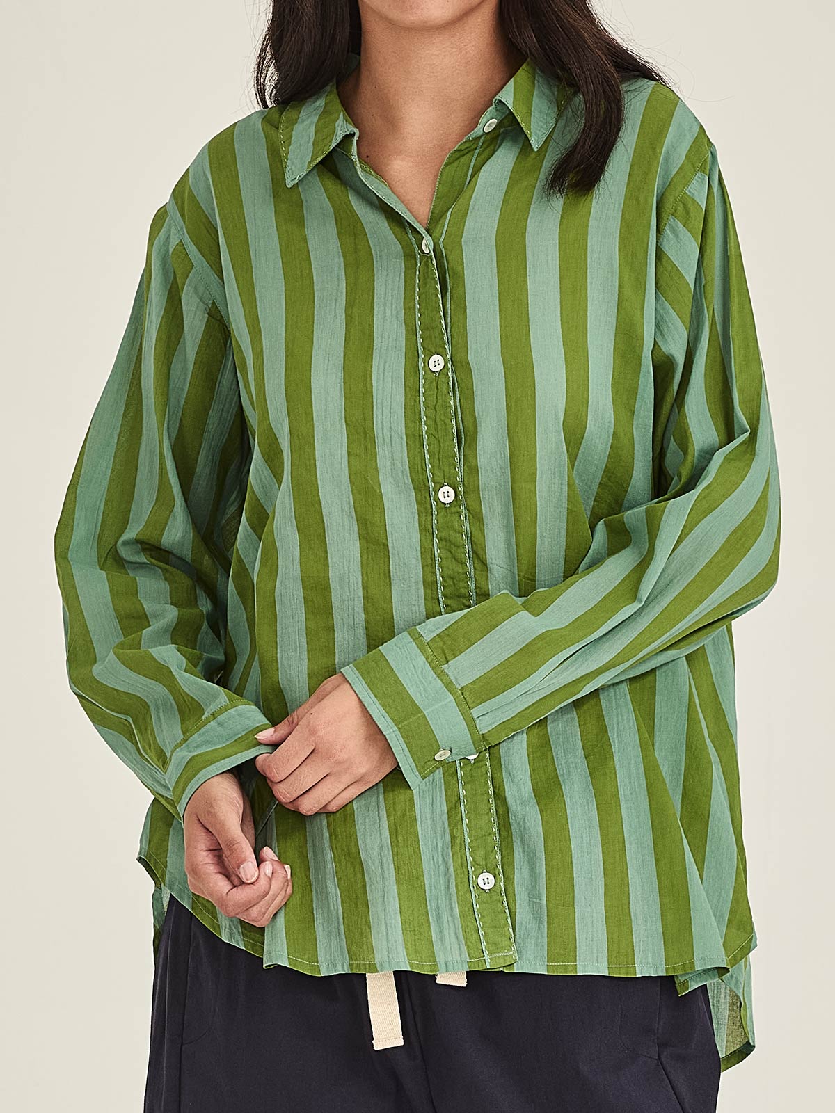 Sills Positano Stripe Shirt – Green/Dk Green